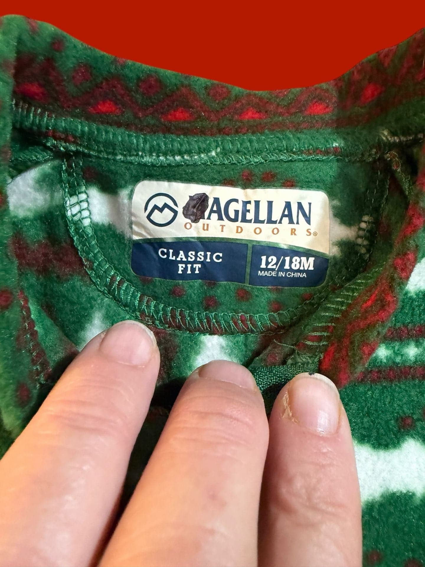 Magellan Outdoors Infant Holiday Fair Isle Fleece Footed Romper, Green, 12/18M - Thumbnail 3