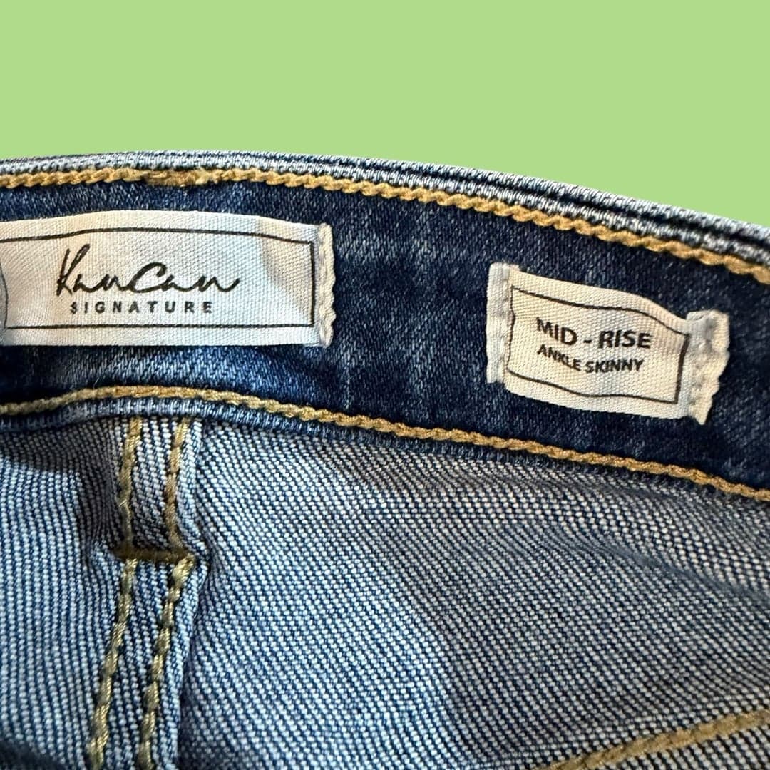 KanCan Signature Mid-Rise Ankle Skinny Distressed Raw Hem Jeans Size 28 - Thumbnail 5