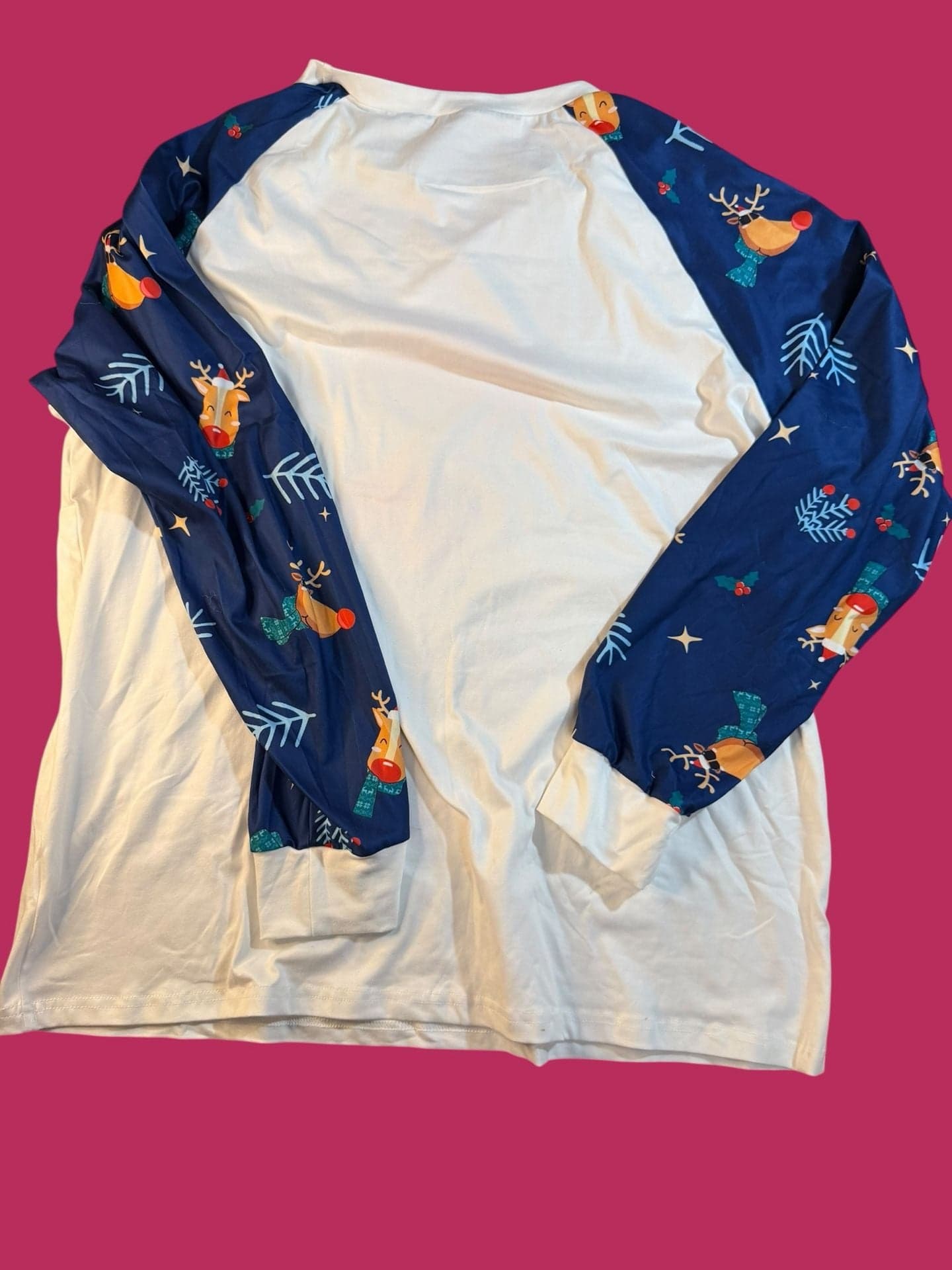 Christmas Reindeer Coffee Graphic Raglan Long Sleeve Pajama Top - Thumbnail 2