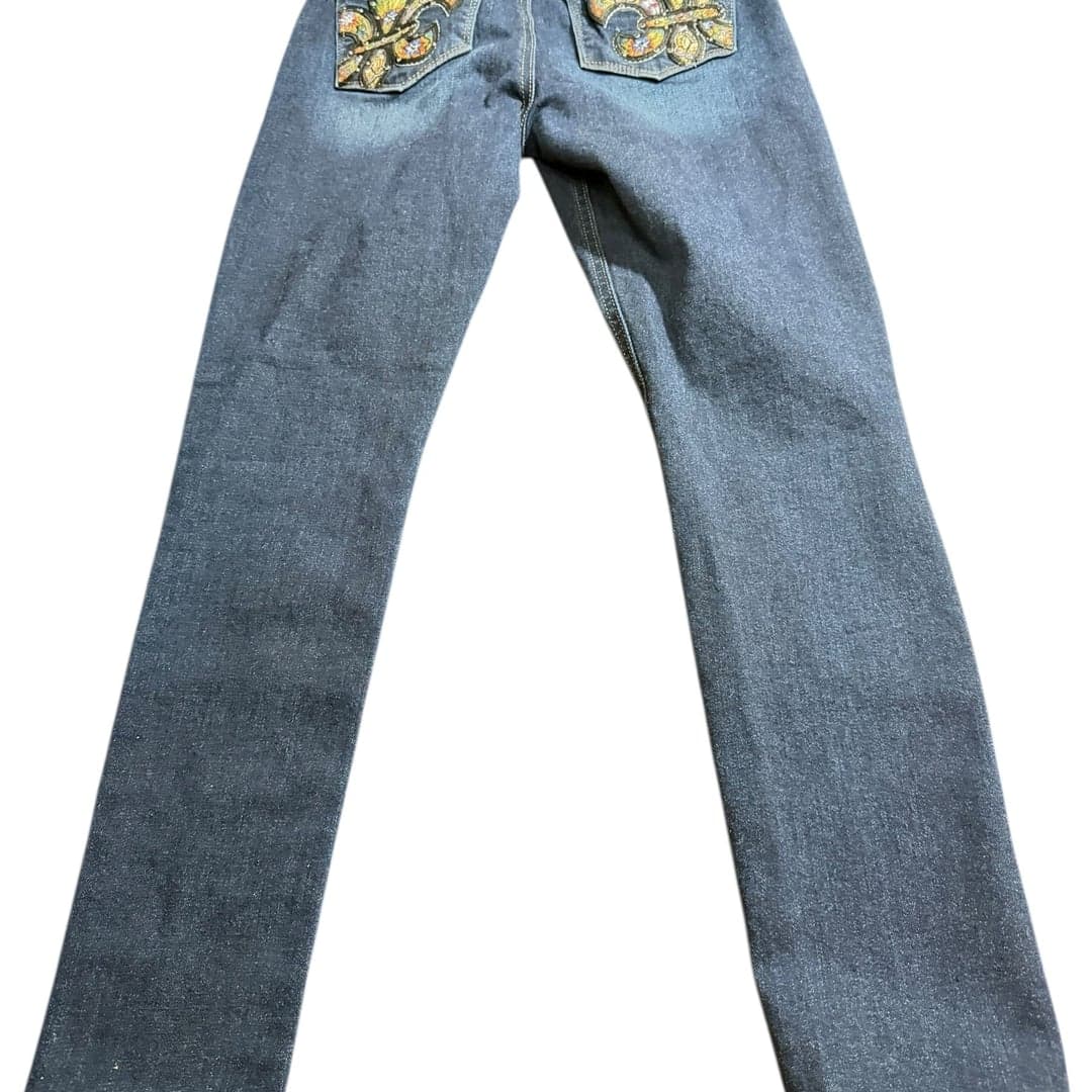 Miss Me Skinny Jeans Womens 27 Dark Wash Embellished Fleur De Lis - Thumbnail 2