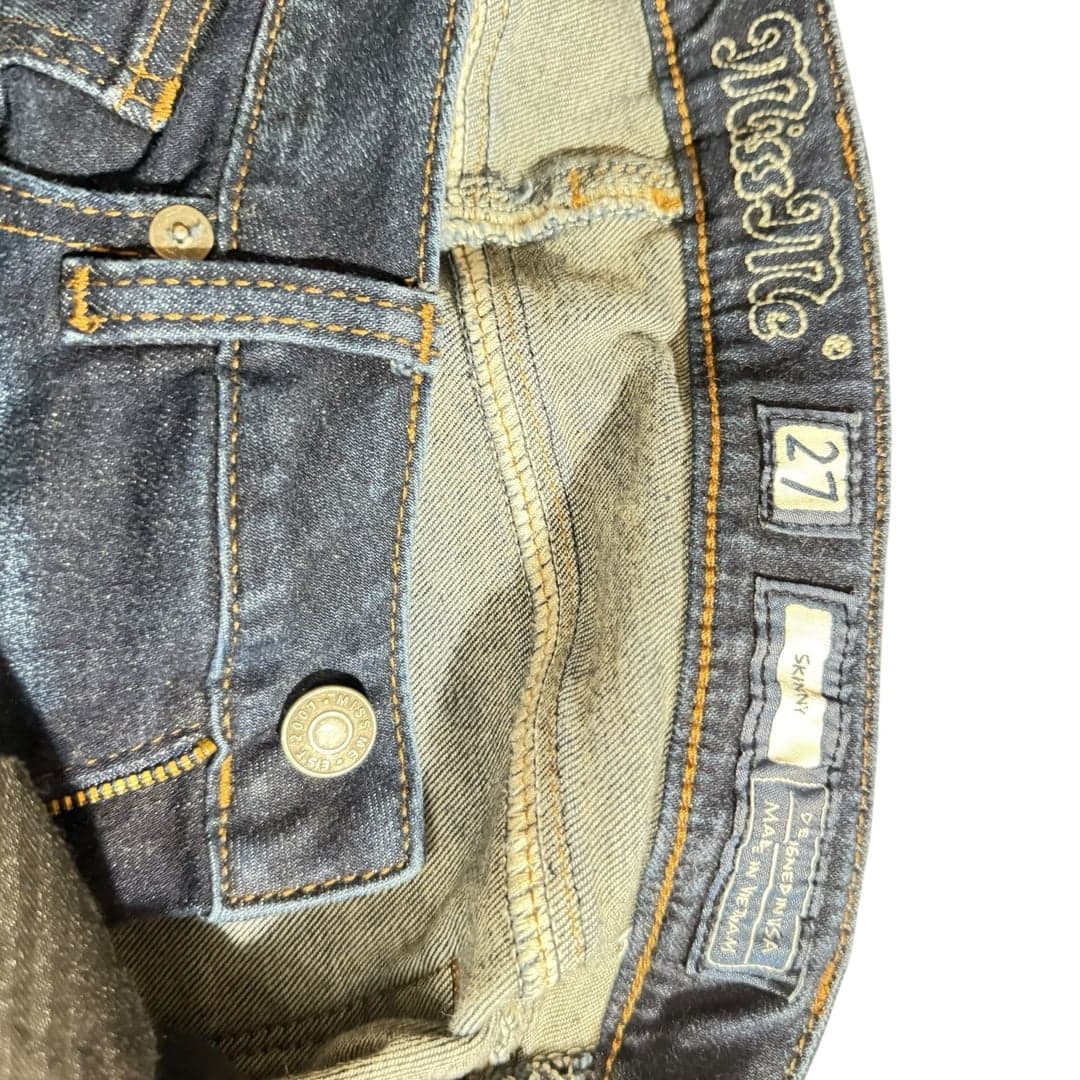 Miss Me Skinny Jeans Womens 27 Dark Wash Embellished Fleur De Lis - Thumbnail 3