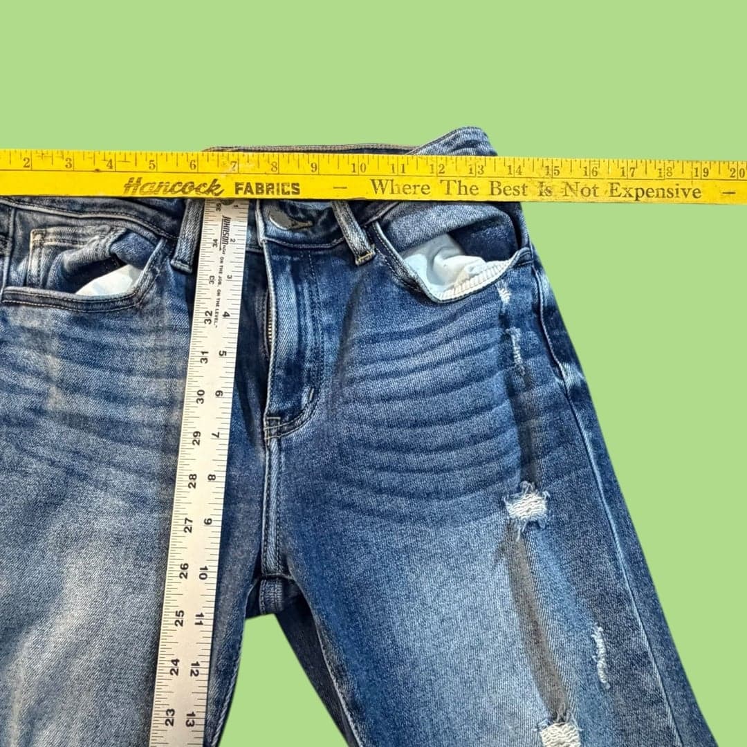 KanCan Signature Mid-Rise Ankle Skinny Distressed Raw Hem Jeans Size 28 - Thumbnail 8