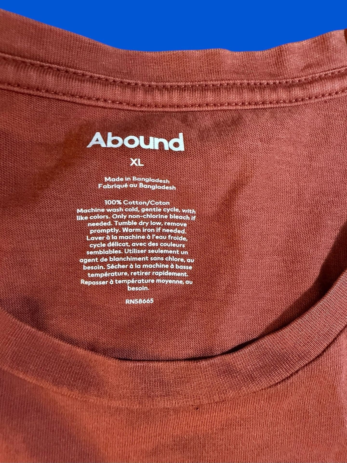 Abound Men's XL Long Sleeve Cotton Pocket T-Shirt Terracotta - Thumbnail 3