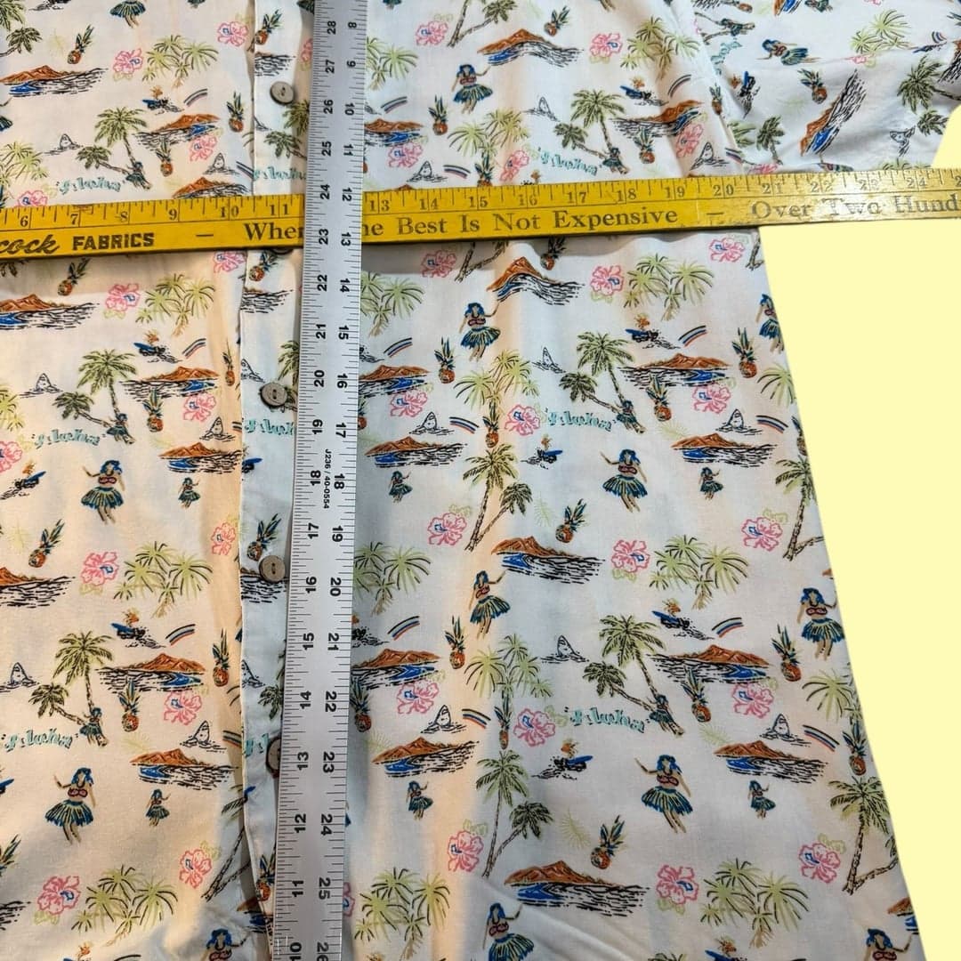 Cremieux Men's Large Tropical Hawaiian Hula Dancer Palm Tree Button Up Shirt - Thumbnail 4