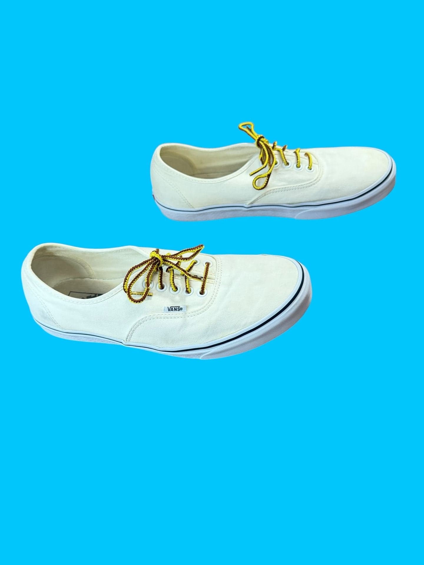 Vans Authentic Canvas Low Top Sneakers Off White avec Yellow Laces 11.5 - Thumbnail 4