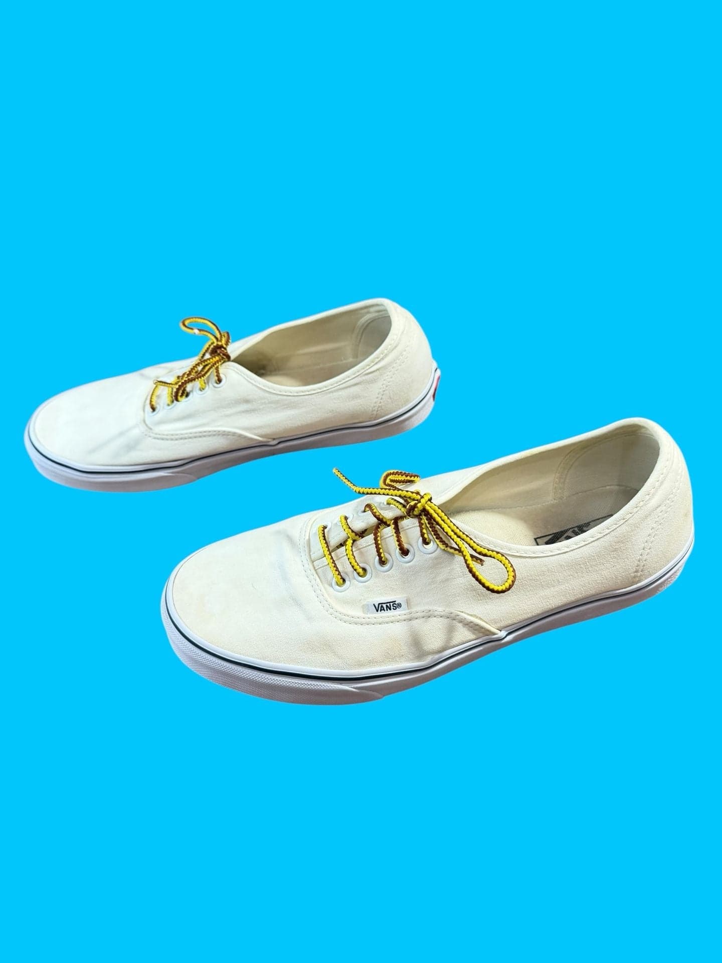 Vans Authentic Canvas Low Top Sneakers Off White avec Yellow Laces 11.5 - Thumbnail 3