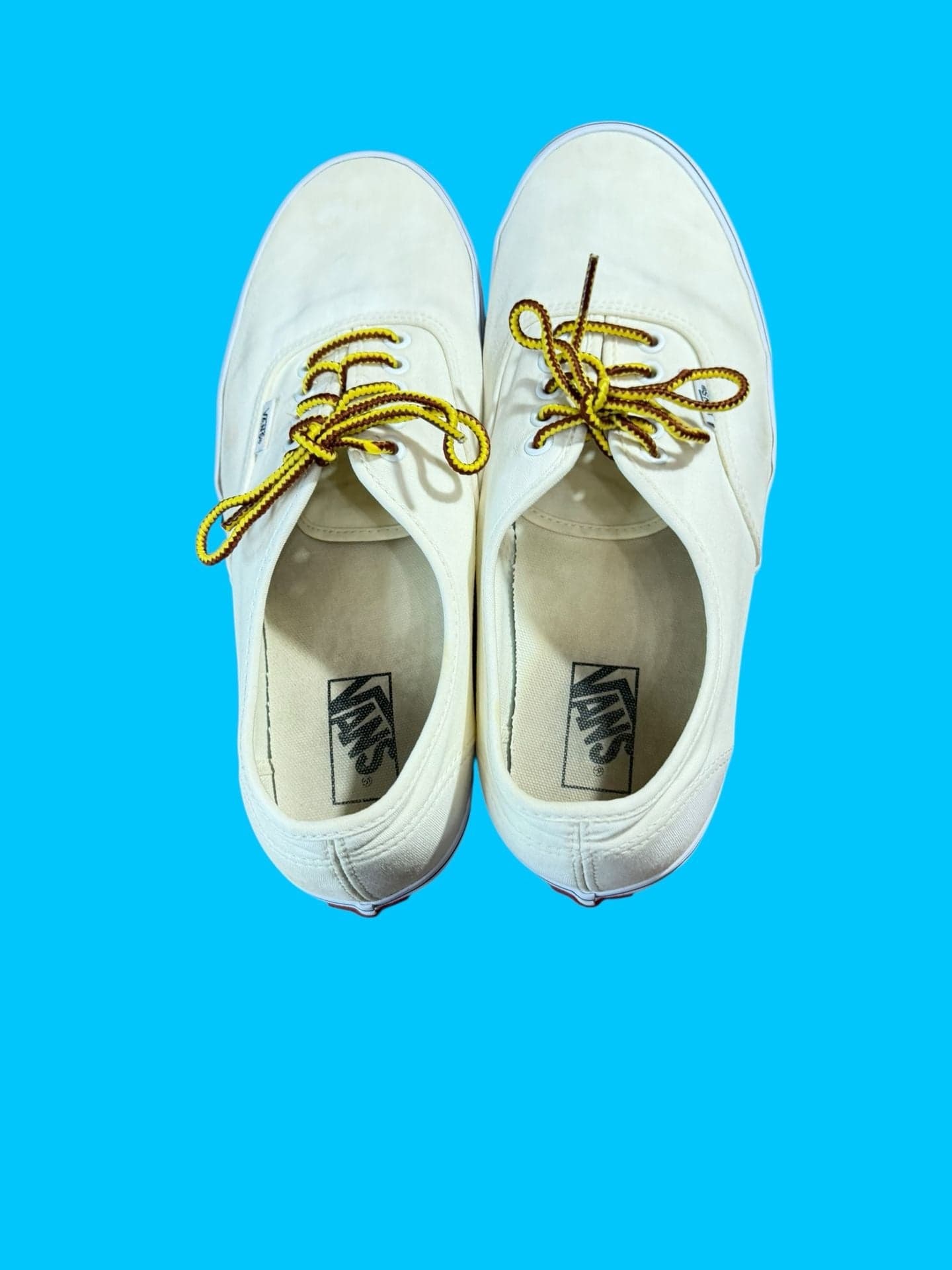 Vans Authentic Canvas Low Top Sneakers Off White avec Yellow Laces 11.5 - Thumbnail 6