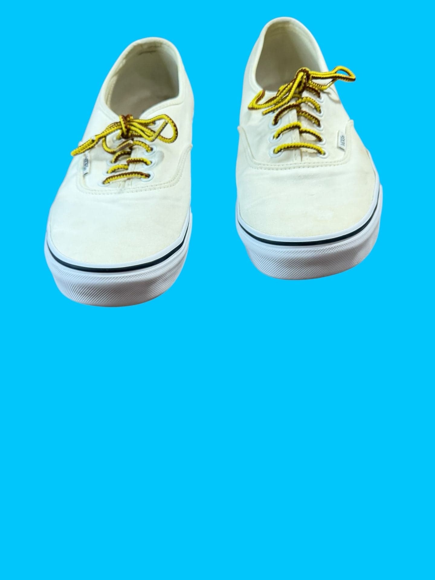 Vans Authentic Canvas Low Top Sneakers Off White avec Yellow Laces 11.5 - Thumbnail 2