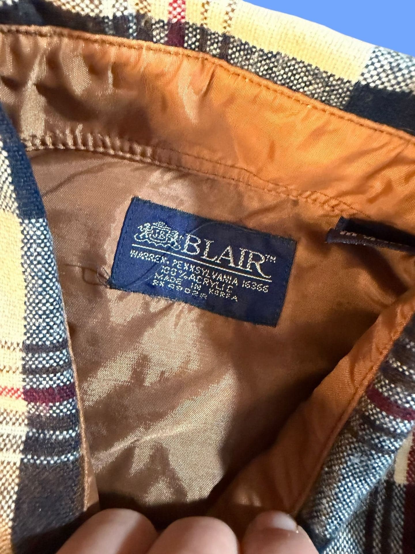 Vintage Blair Men's Brown Plaid 100% Acrylic Flannel Shirt Size L - Thumbnail 3