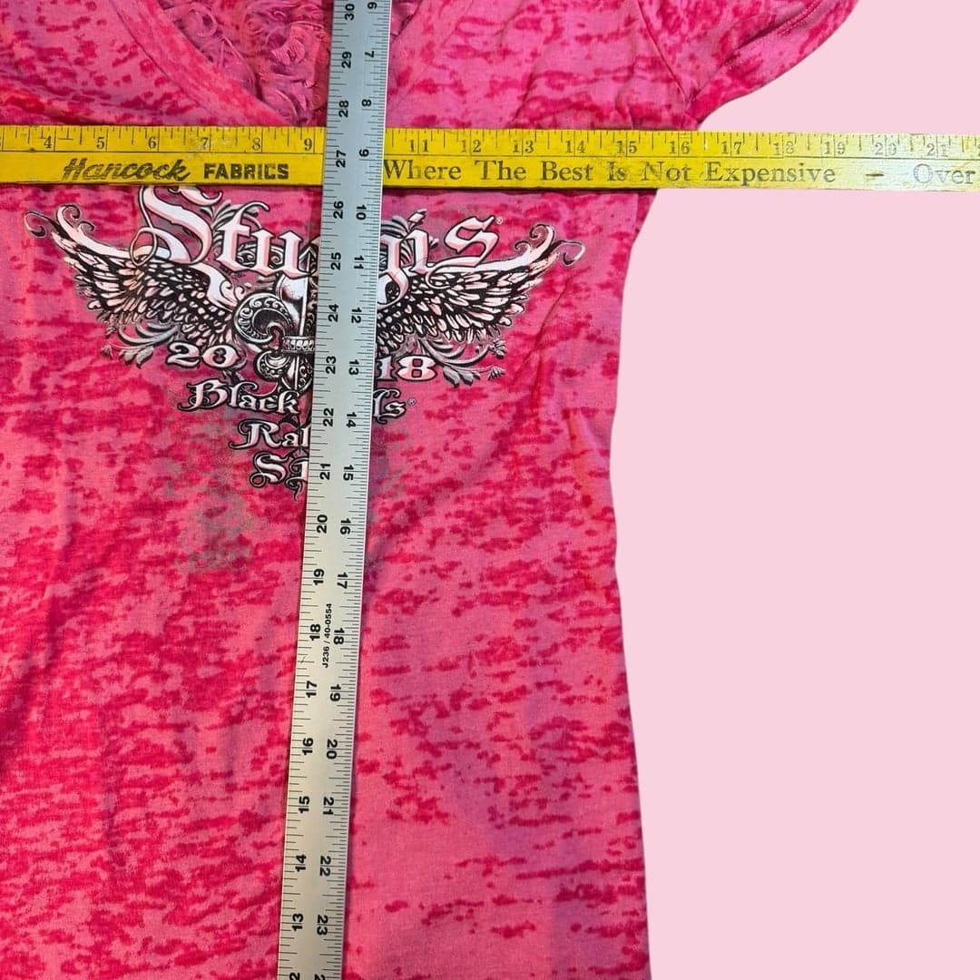 Sturgis 2018 Black Hills Rally SD Pink Burnout V-Neck T-Shirt - Thumbnail 7