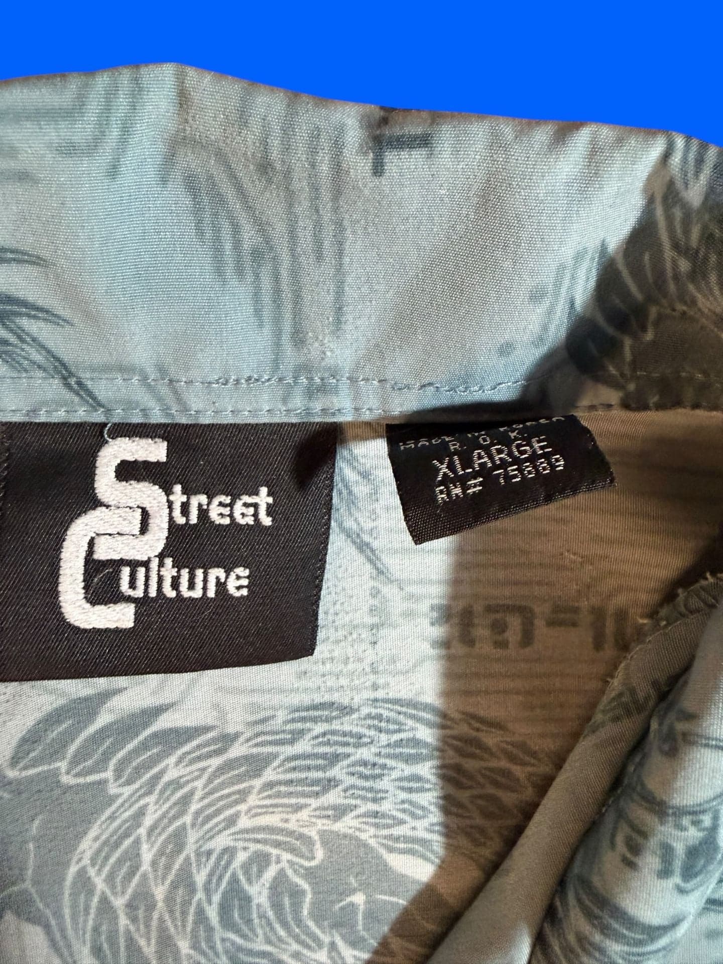 Vintage Street Culture Blue Dragon All Over Print Button Down Shirt XL - Thumbnail 2