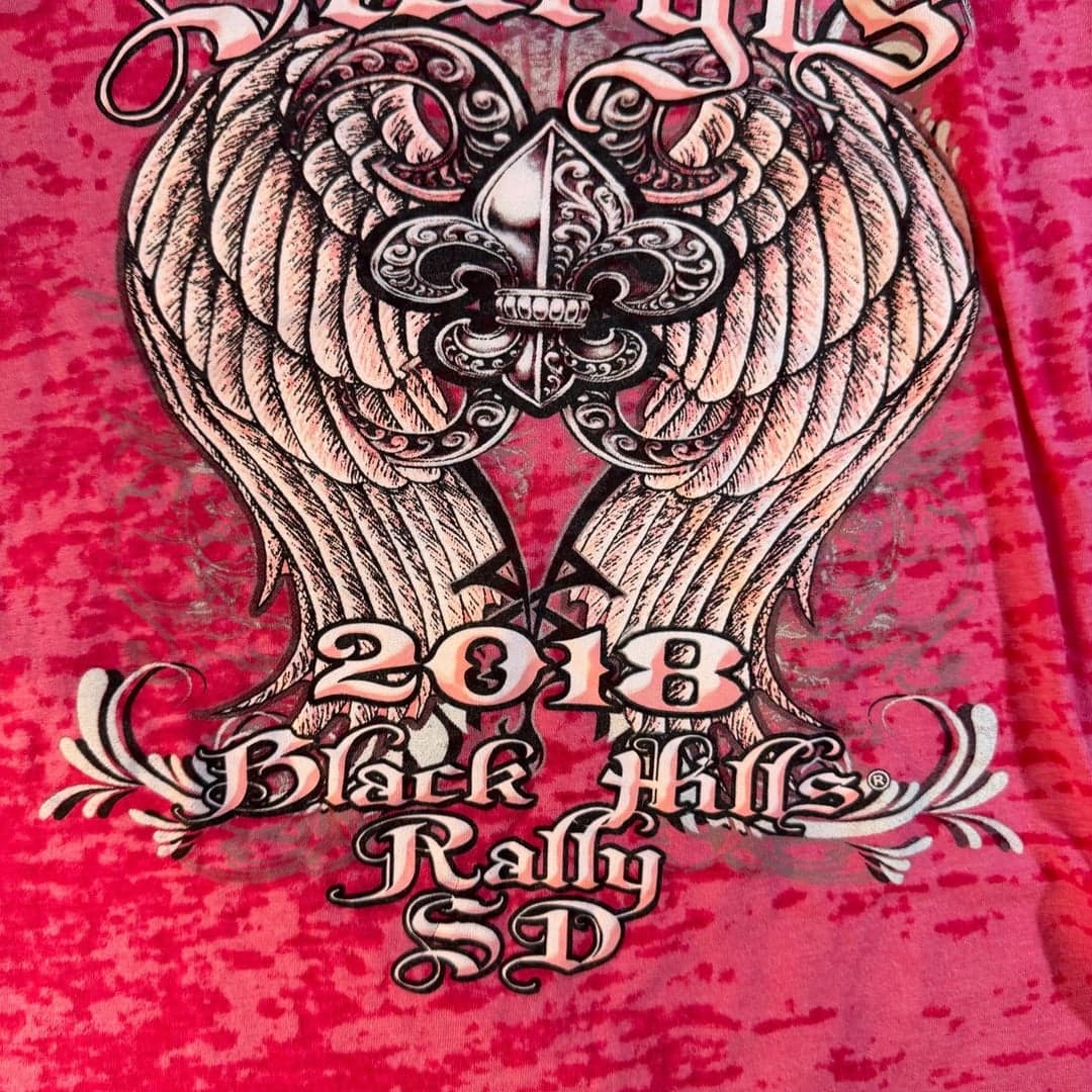 Sturgis 2018 Black Hills Rally SD Pink Burnout V-Neck T-Shirt - Thumbnail 6