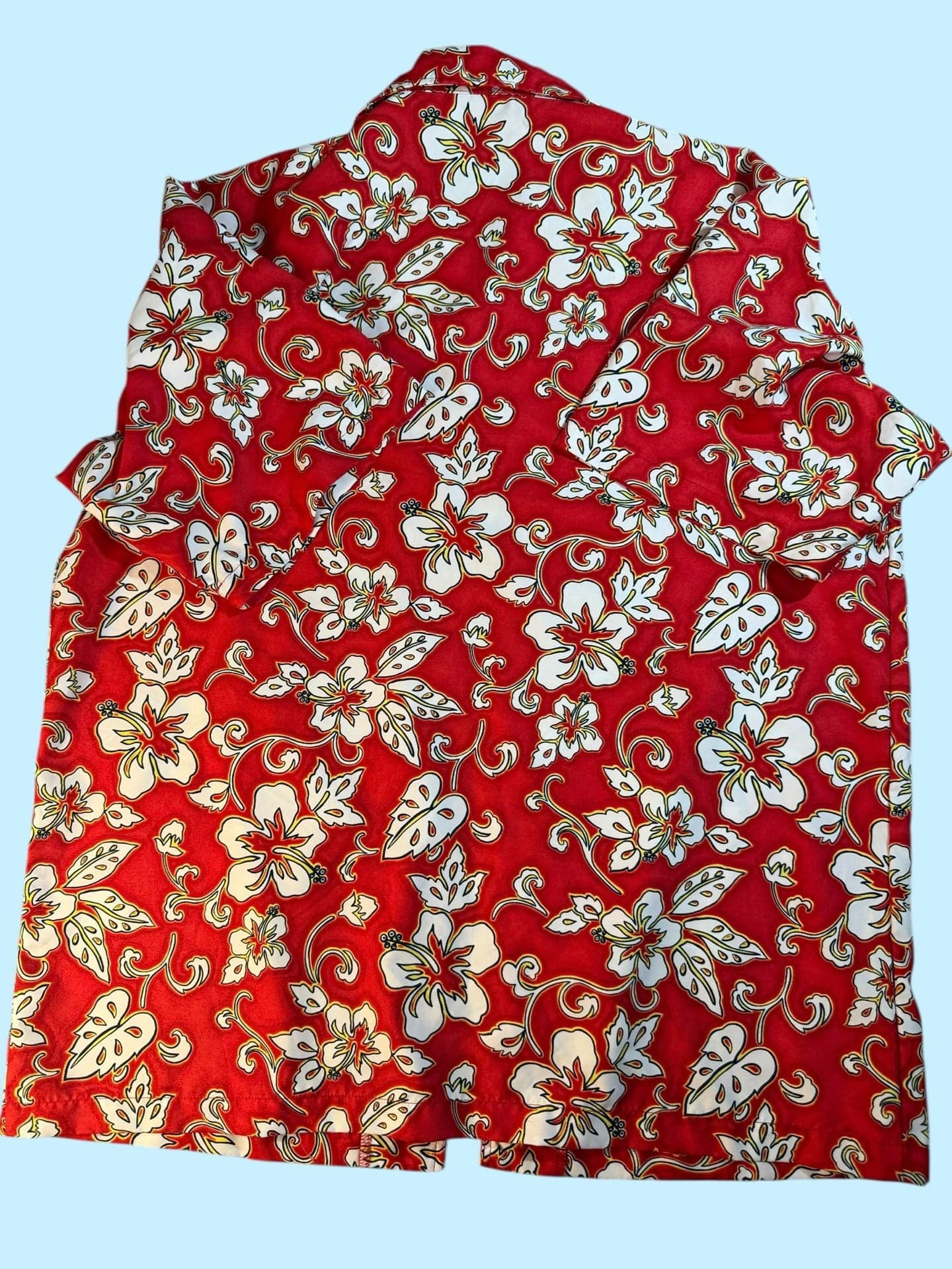 ODO Men's Red Hibiscus Floral Tropical Hawaiian Aloha Shirt Size Large - Thumbnail 2