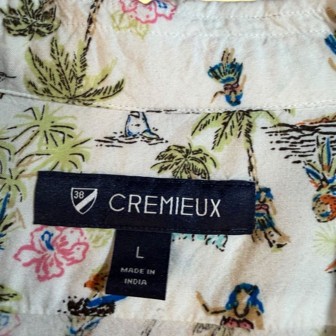 Cremieux Men's Large Tropical Hawaiian Hula Dancer Palm Tree Button Up Shirt - Thumbnail 3