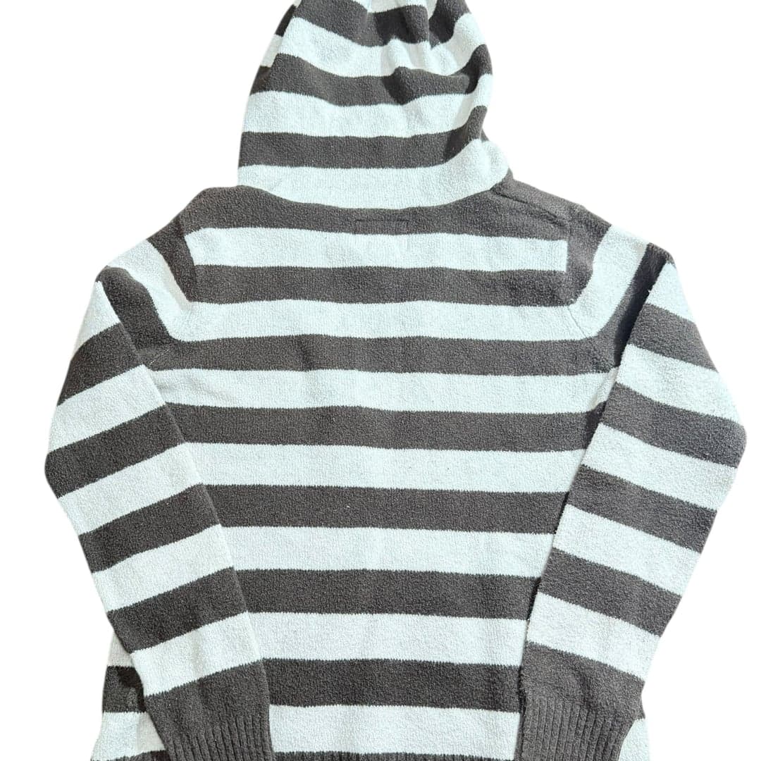 Ocean Pacific OP Y2K Terry Cloth Striped Hoodie Brown Cream XL - Thumbnail 2