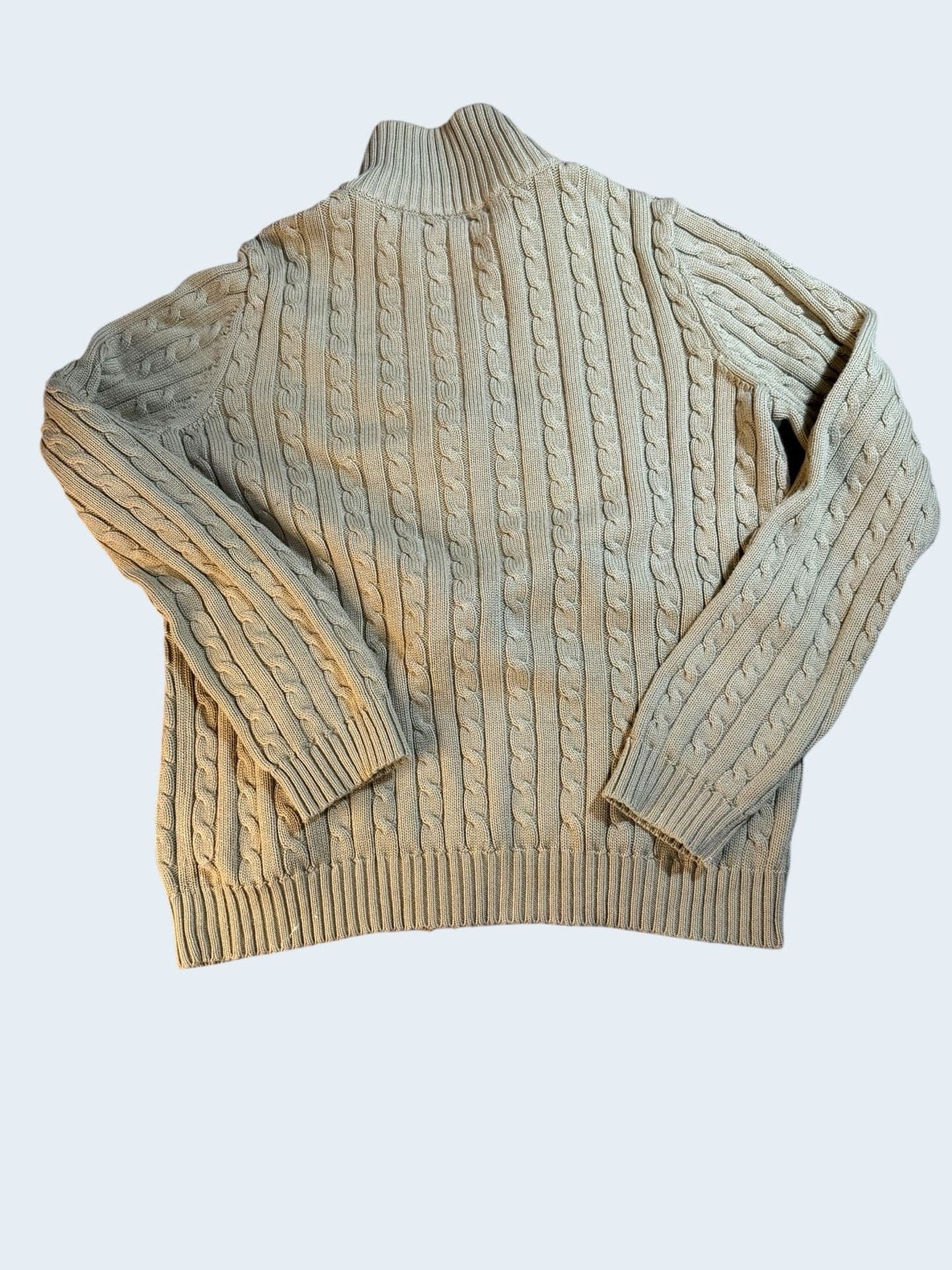 Lauren Ralph Lauren Women's Tan Cable Knit Full Zip Crest Cardigan Sweater M - Thumbnail 2