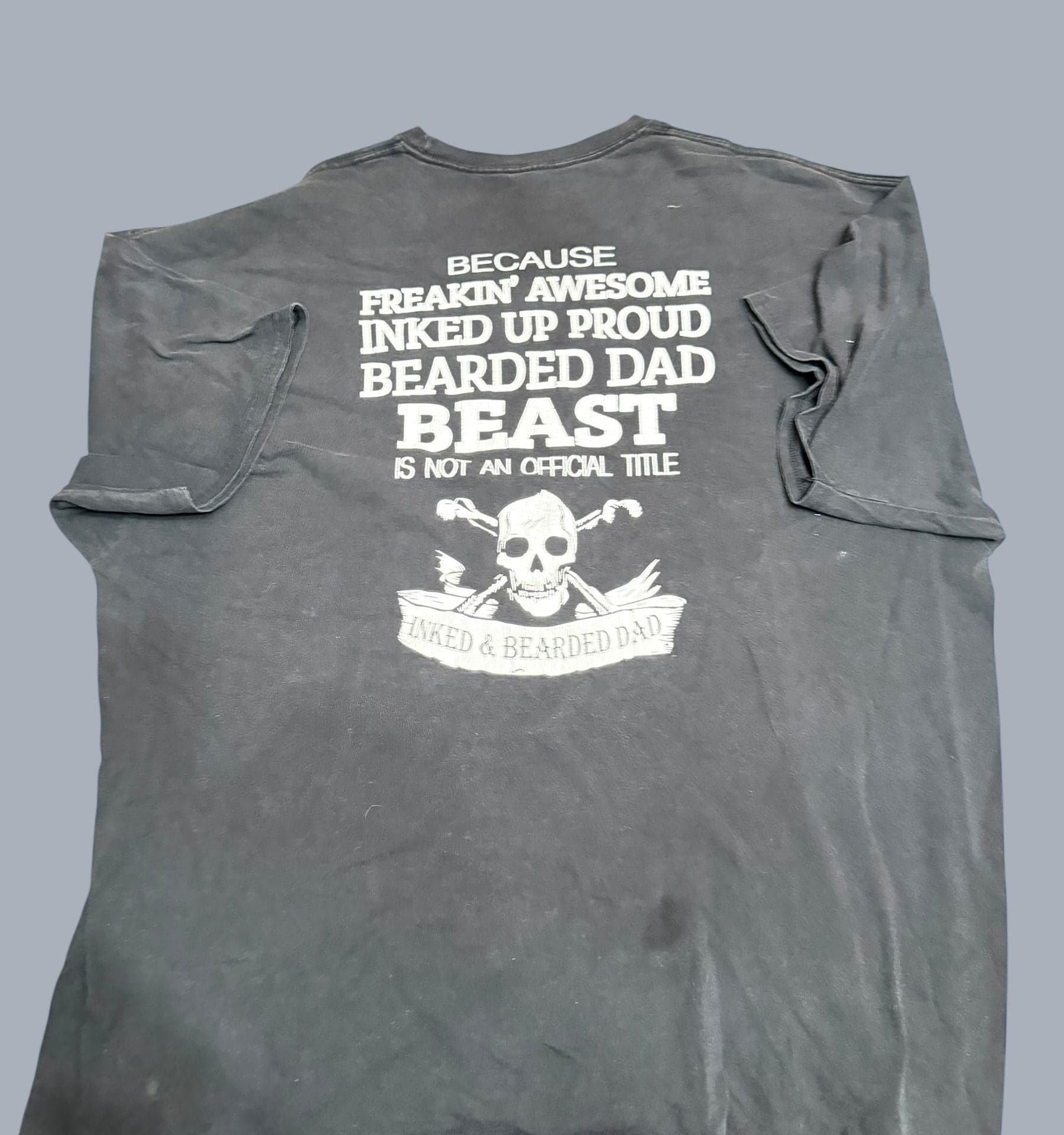 Vintage Inked & Bearded Dad Graphic T-Shirt Beast Official Title - Thumbnail 2