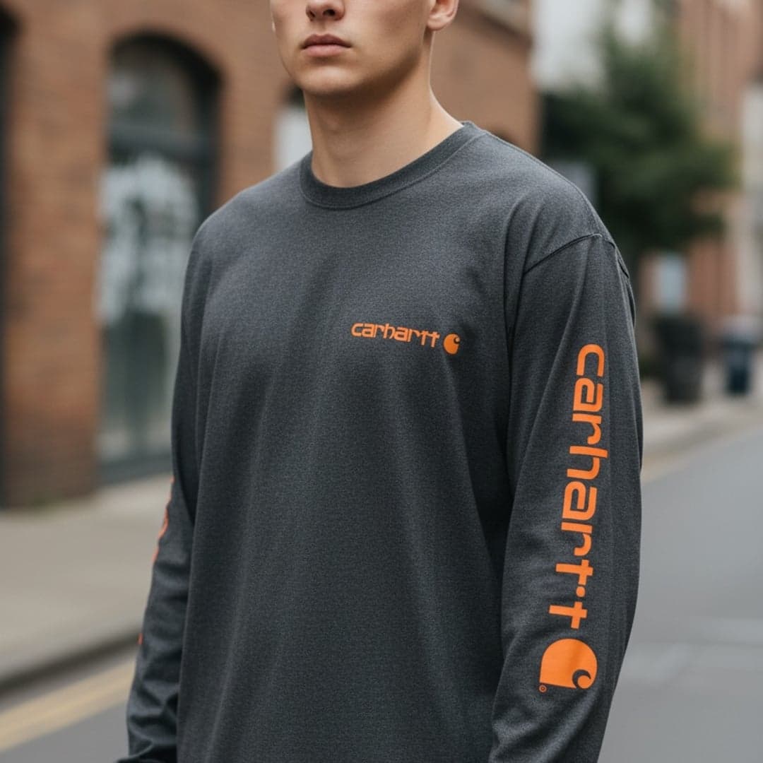 Carhartt Loose Fit Heavyweight Long-Sleeve Logo Sleeve Graphic T-Shirt - Thumbnail 2