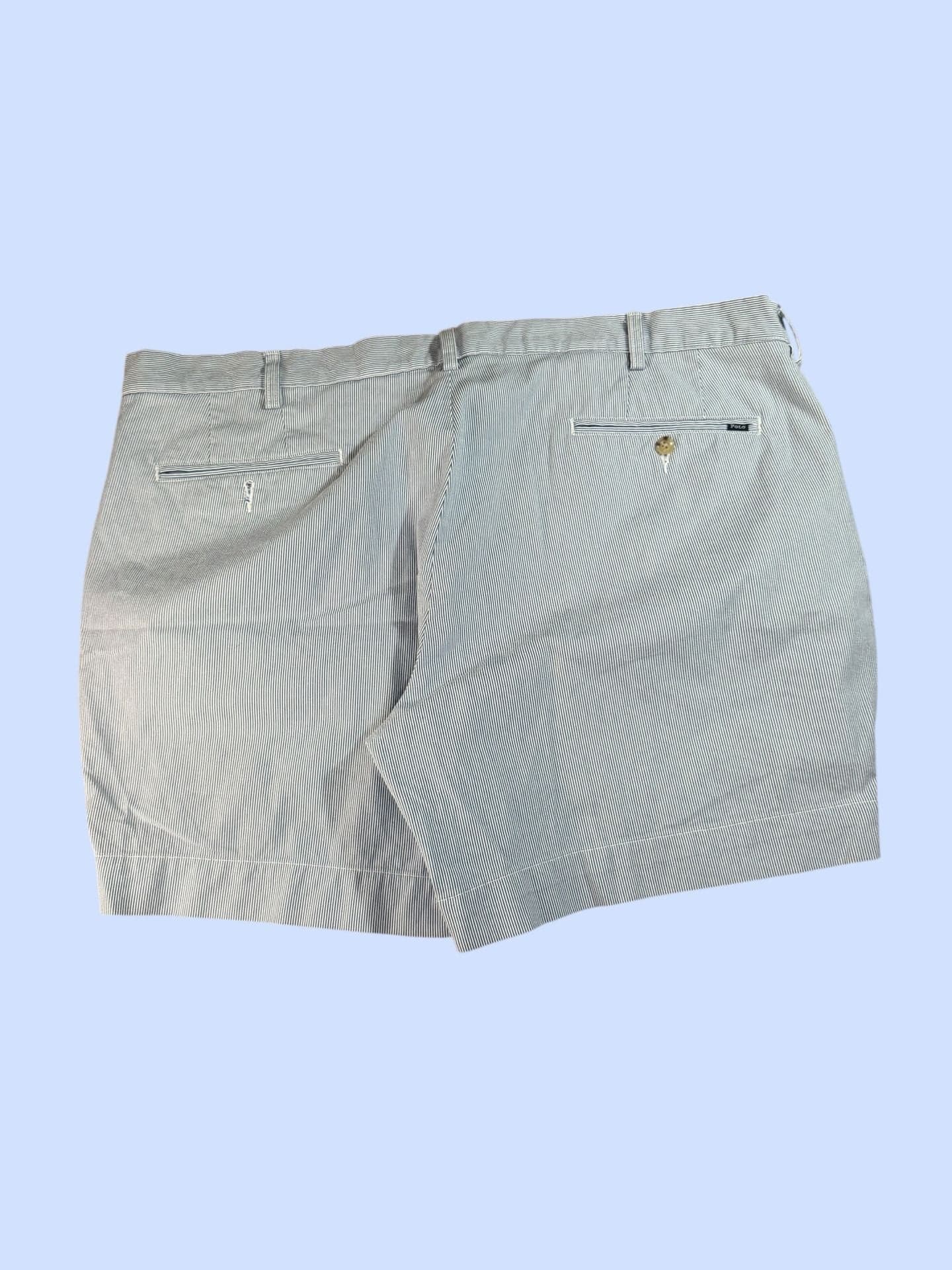 Polo Ralph Lauren Blue White Striped Seersucker Classic Fit 6" Shorts - Thumbnail 2