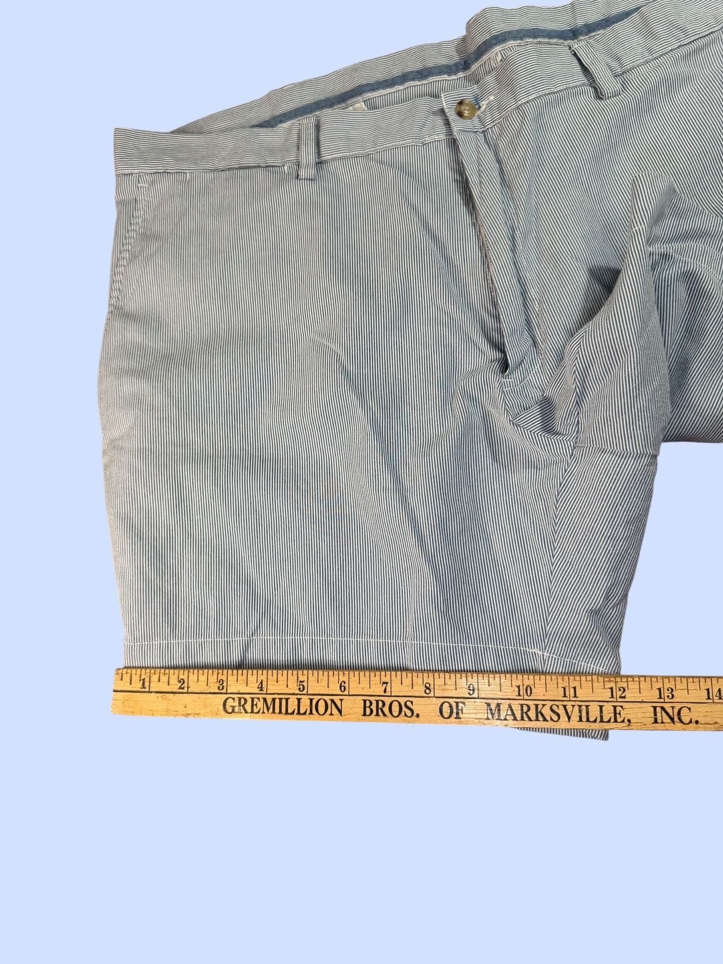 Polo Ralph Lauren Blue White Striped Seersucker Classic Fit 6" Shorts - Thumbnail 9