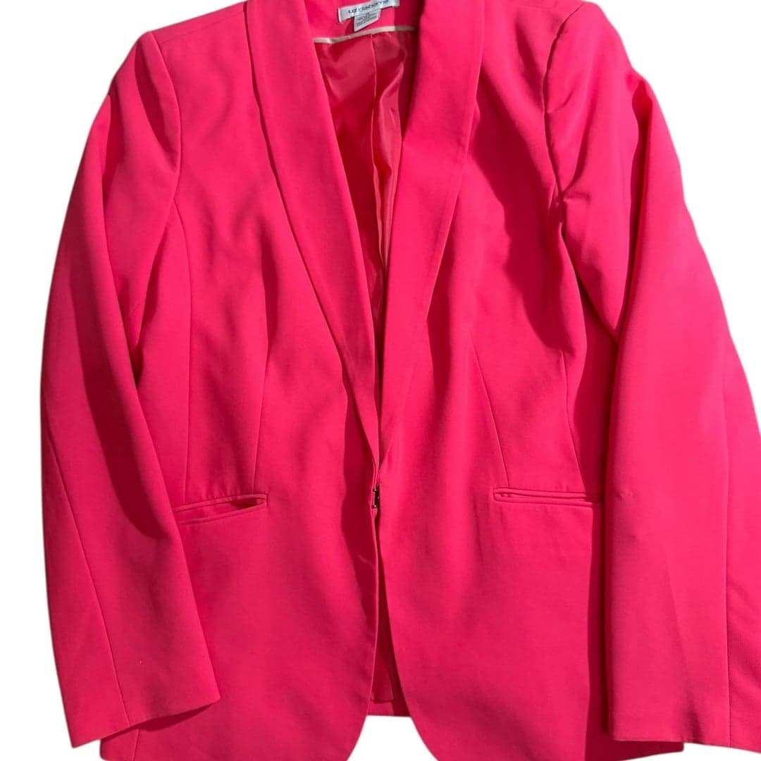 Liz Claiborne Women’s Pink Open Front Blazer Jacket Size 12 Career - Image 1