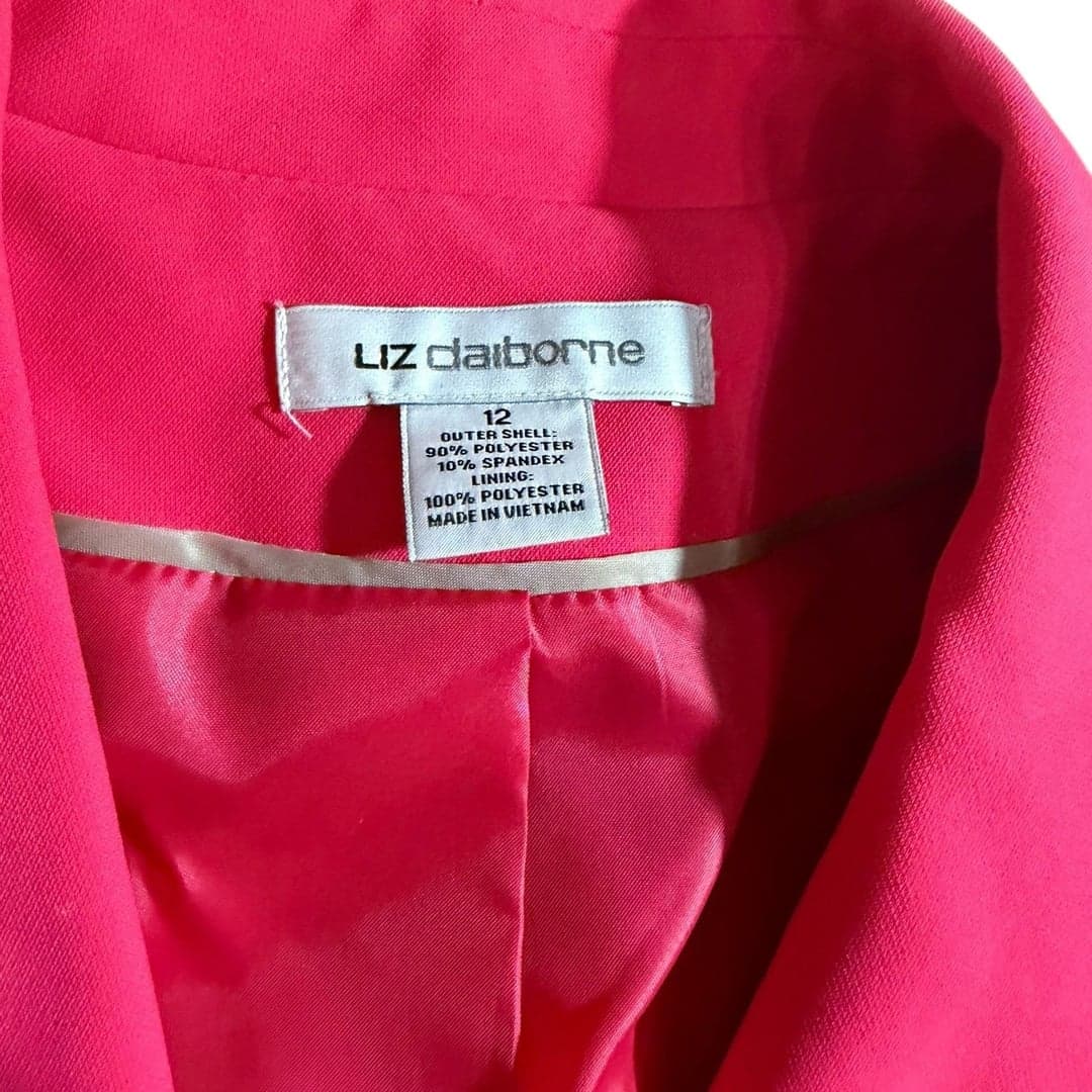 Liz Claiborne Women’s Pink Open Front Blazer Jacket Size 12 Career - Thumbnail 3