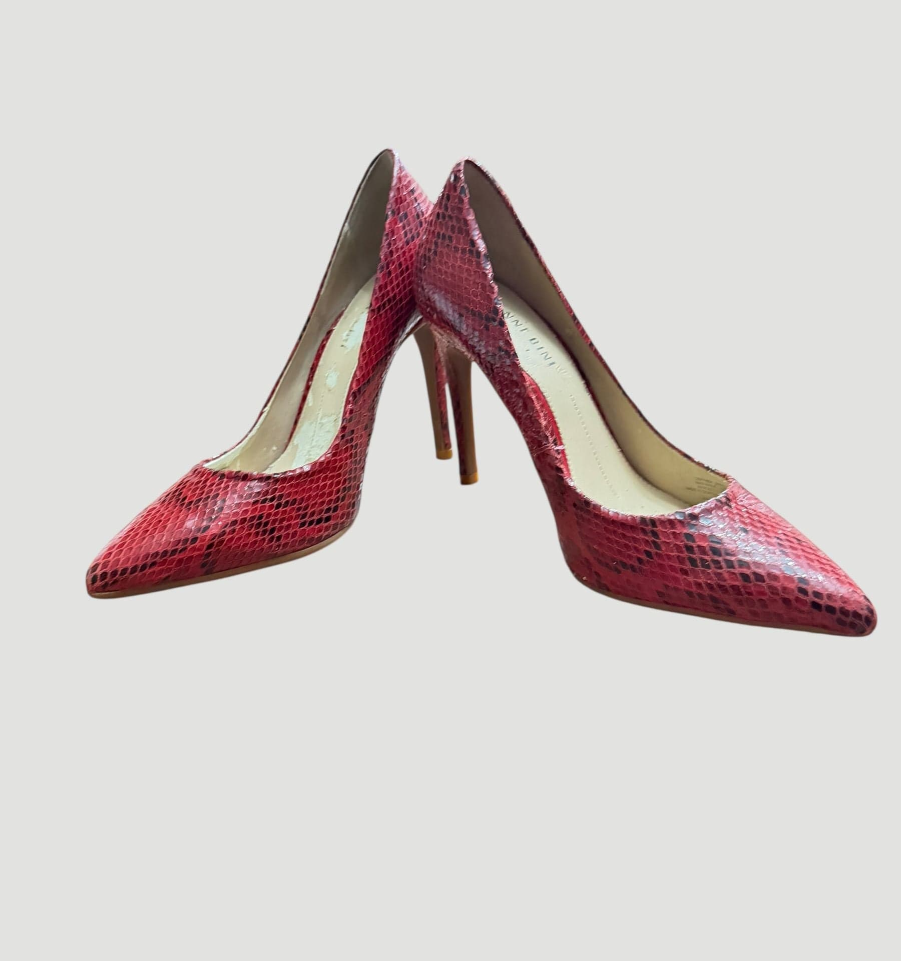 Gianni Bini Larsa Red Snake Print Pointed Toe Stiletto Pumps - Image 1