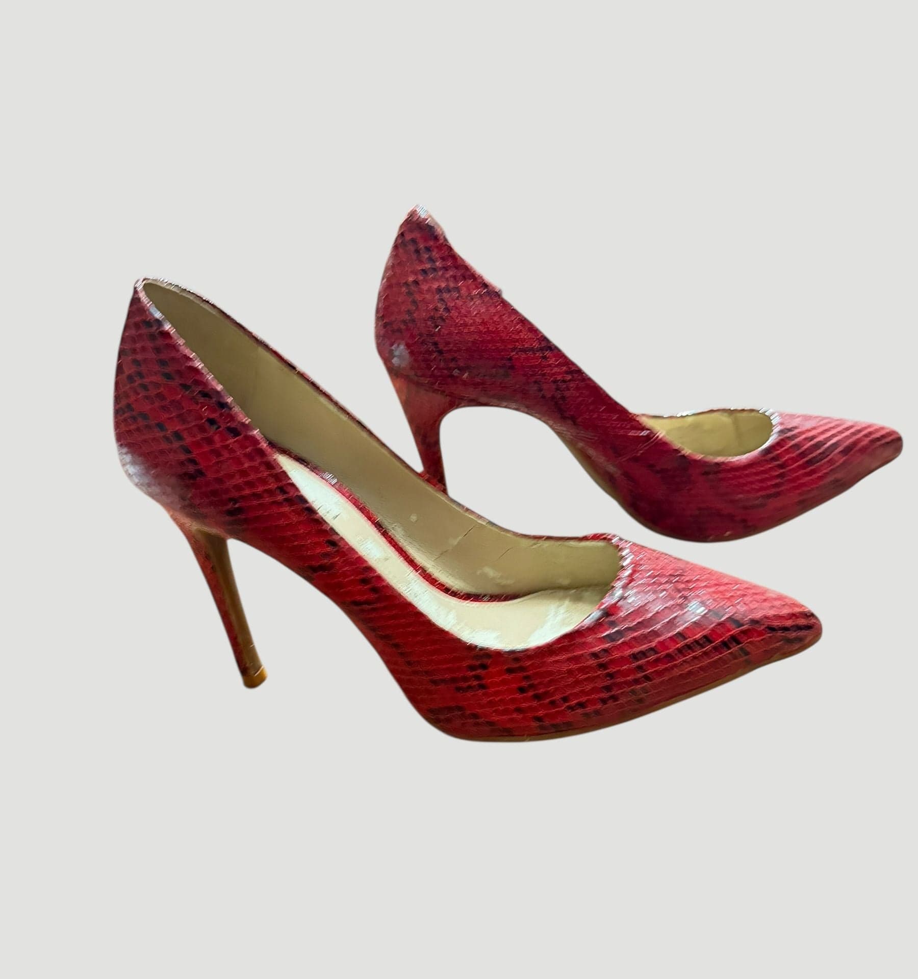 Gianni Bini Larsa Red Snake Print Pointed Toe Stiletto Pumps - Thumbnail 4