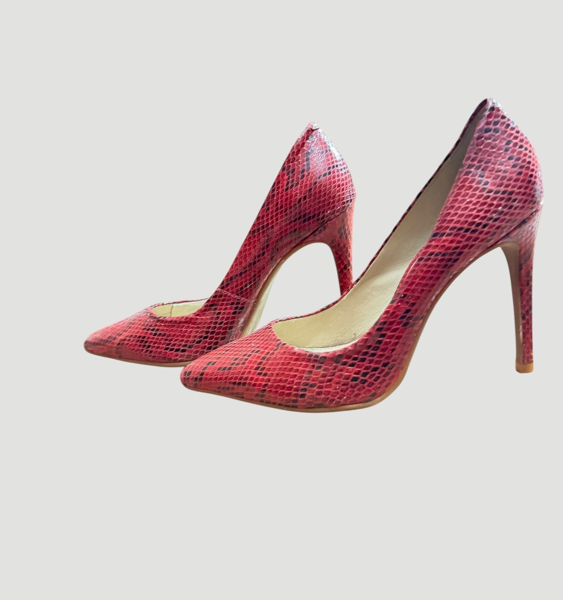 Gianni Bini Larsa Red Snake Print Pointed Toe Stiletto Pumps - Thumbnail 3