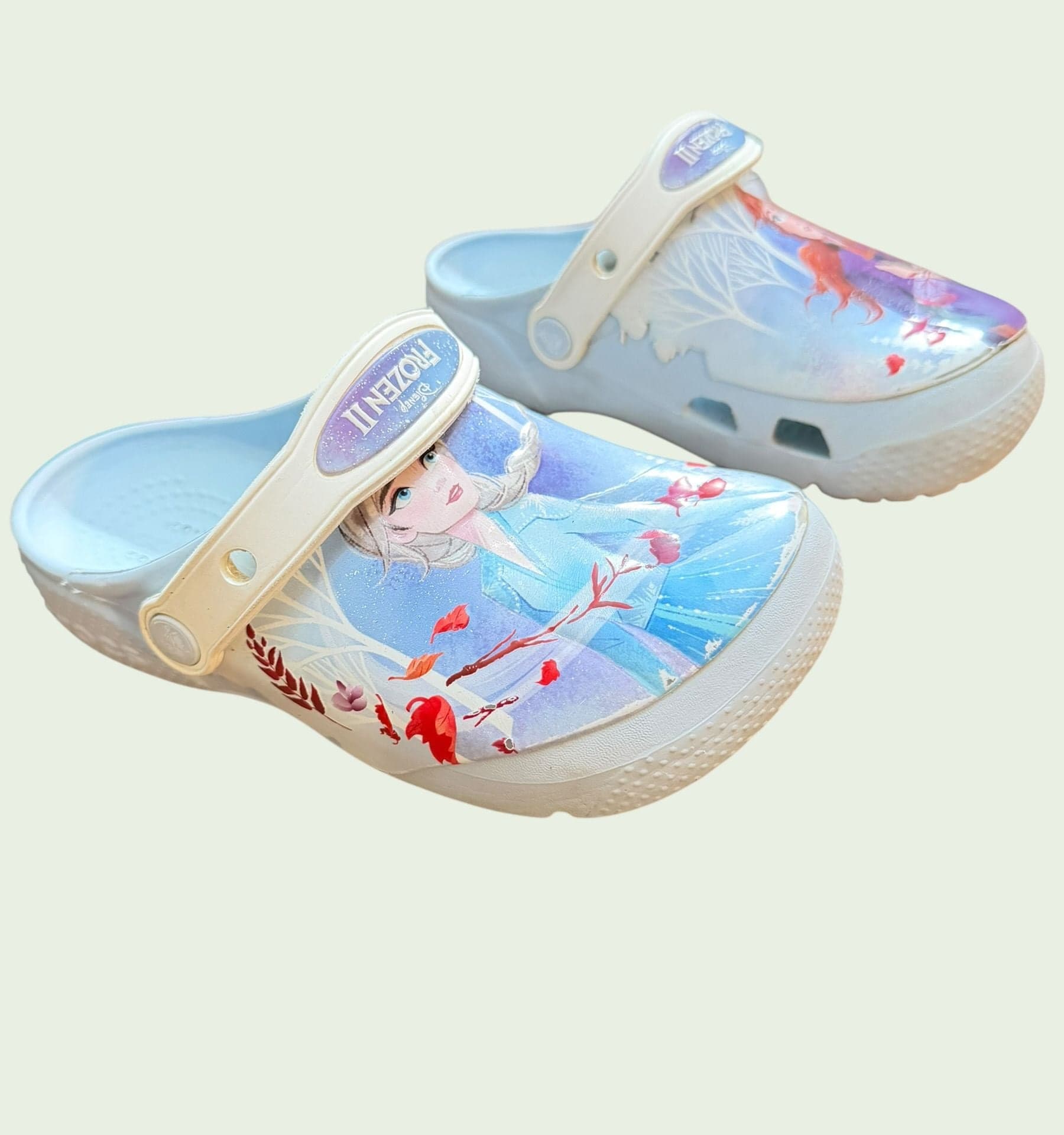 Crocs Fun Lab Disney Frozen 2 Kids Mineral Blue Anna Elsa Clogs Clog Size J1 - Thumbnail 2