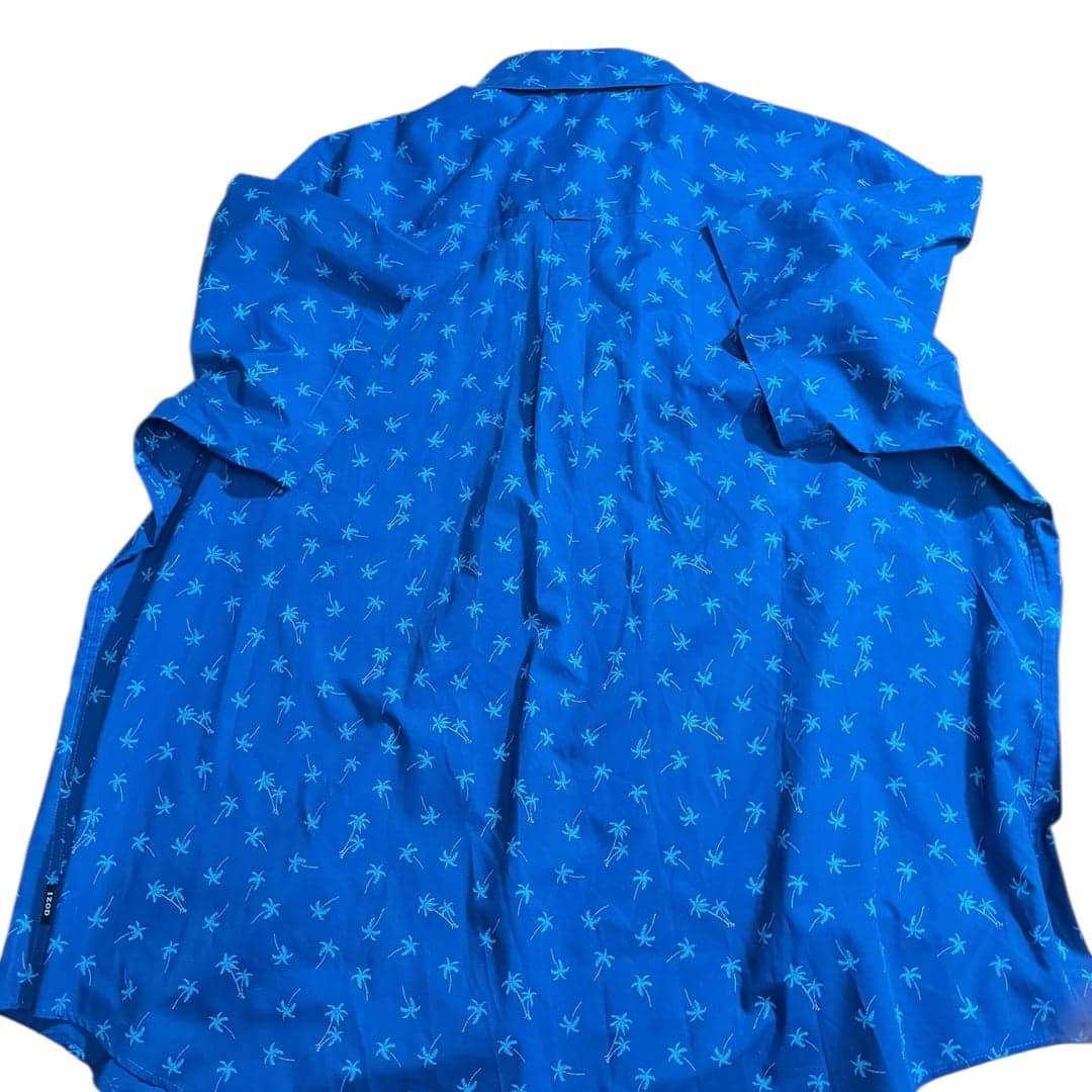 IZOD Men's Big & Tall 2XL Short Sleeve Button-Down Palm Tree Print Shirt - Thumbnail 3