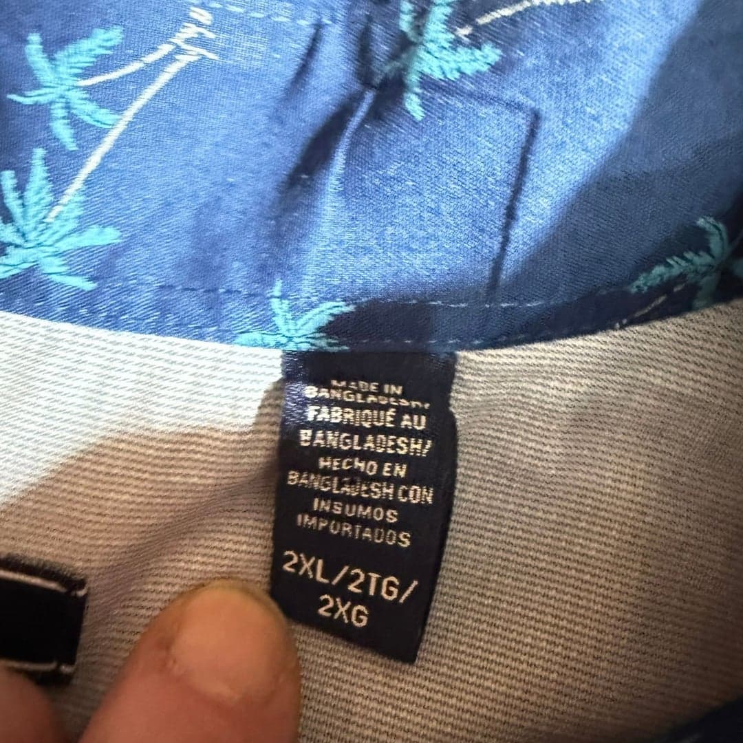 IZOD Men's Big & Tall 2XL Short Sleeve Button-Down Palm Tree Print Shirt - Thumbnail 5