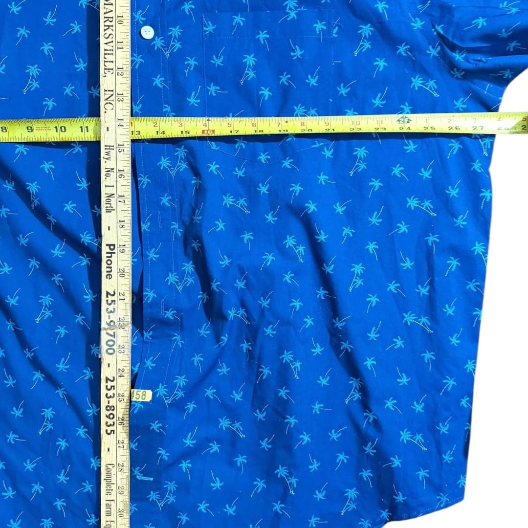 IZOD Men's Big & Tall 2XL Short Sleeve Button-Down Palm Tree Print Shirt - Thumbnail 6