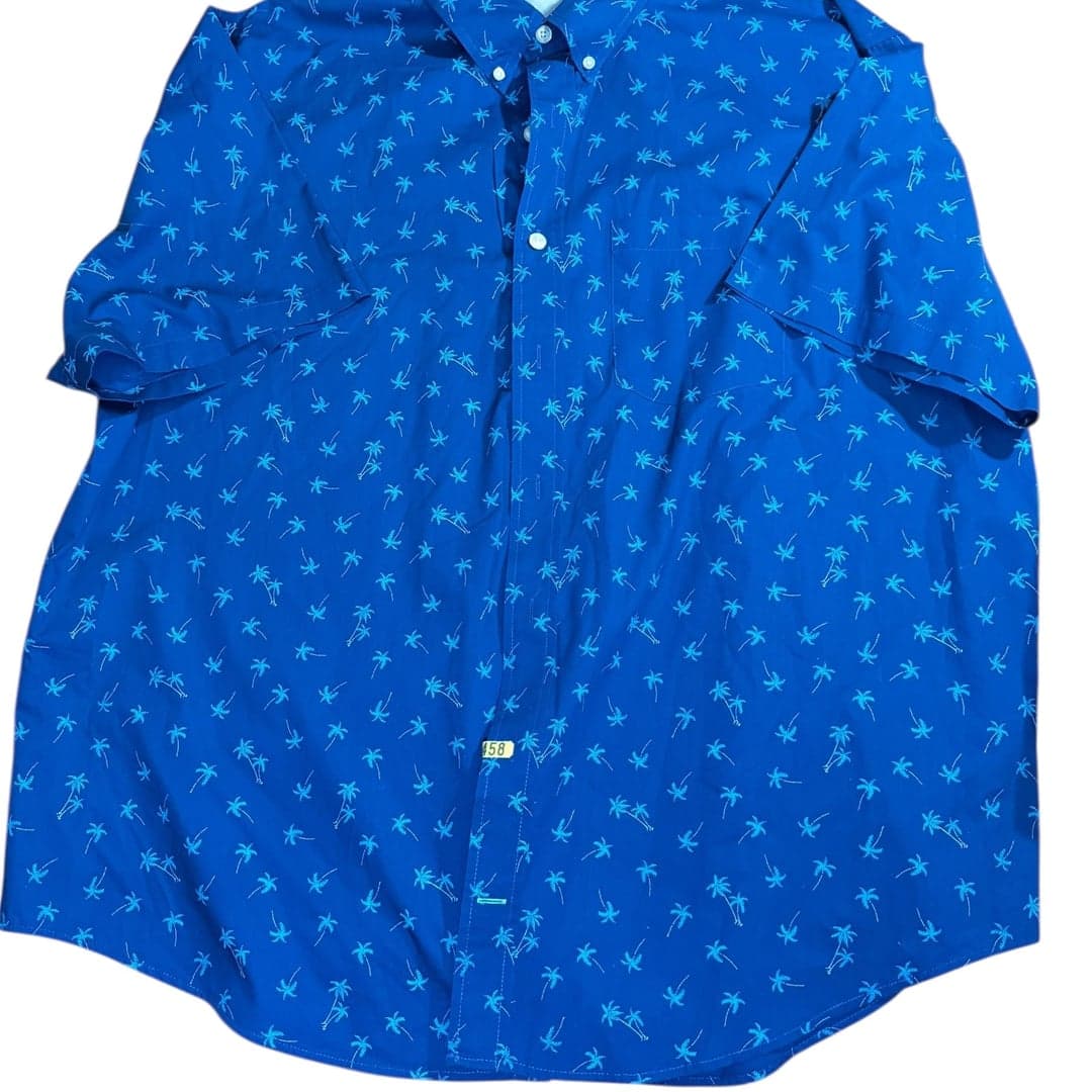 IZOD Men's Big & Tall 2XL Short Sleeve Button-Down Palm Tree Print Shirt - Thumbnail 2