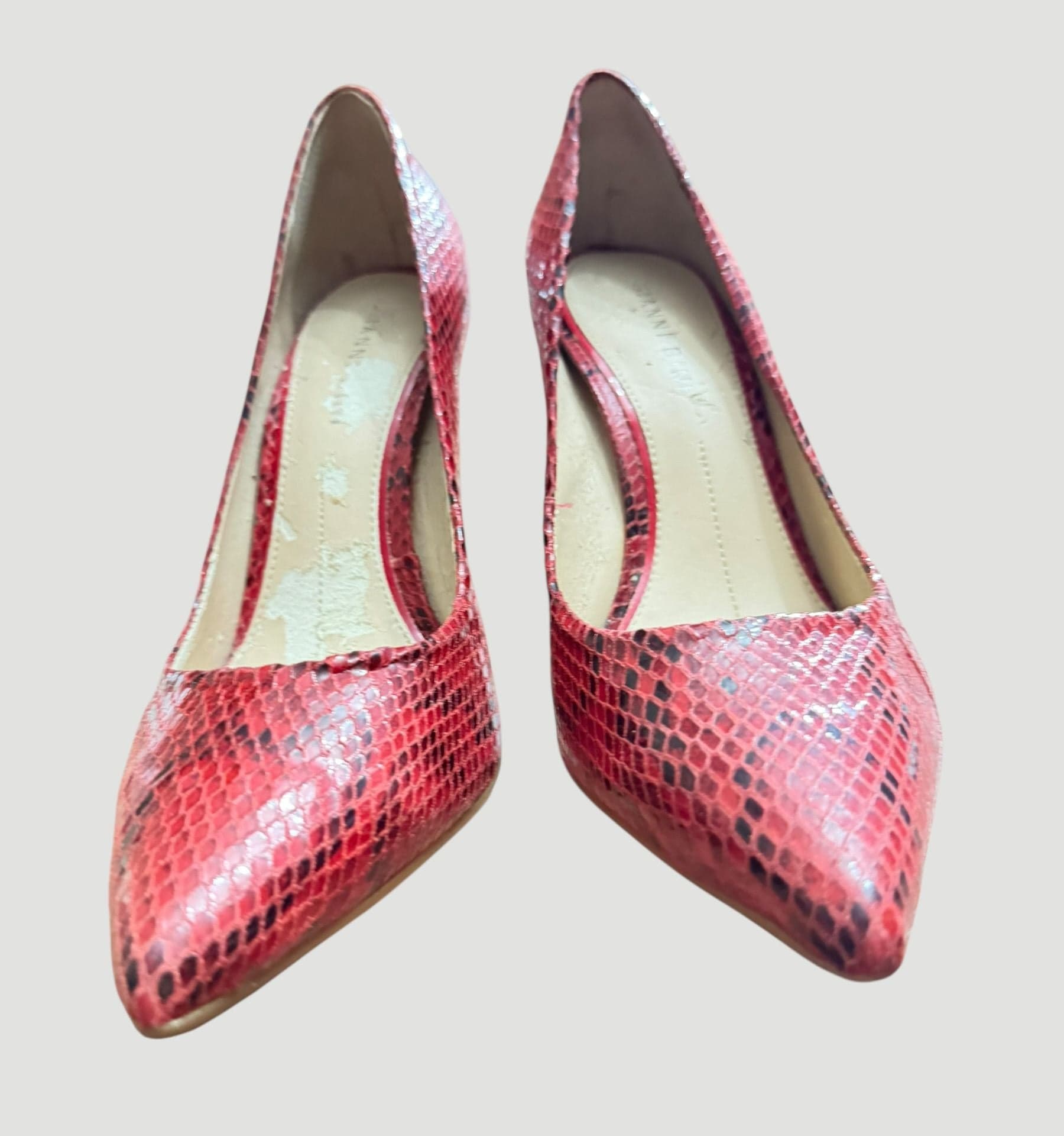 Gianni Bini Larsa Red Snake Print Pointed Toe Stiletto Pumps - Thumbnail 2