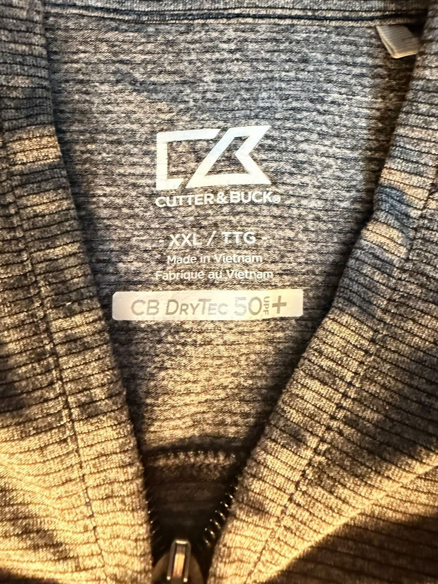 Cutter & Buck CB DryTec Grey Striped 1/4 Zip Performance Pullover XXL - Thumbnail 3