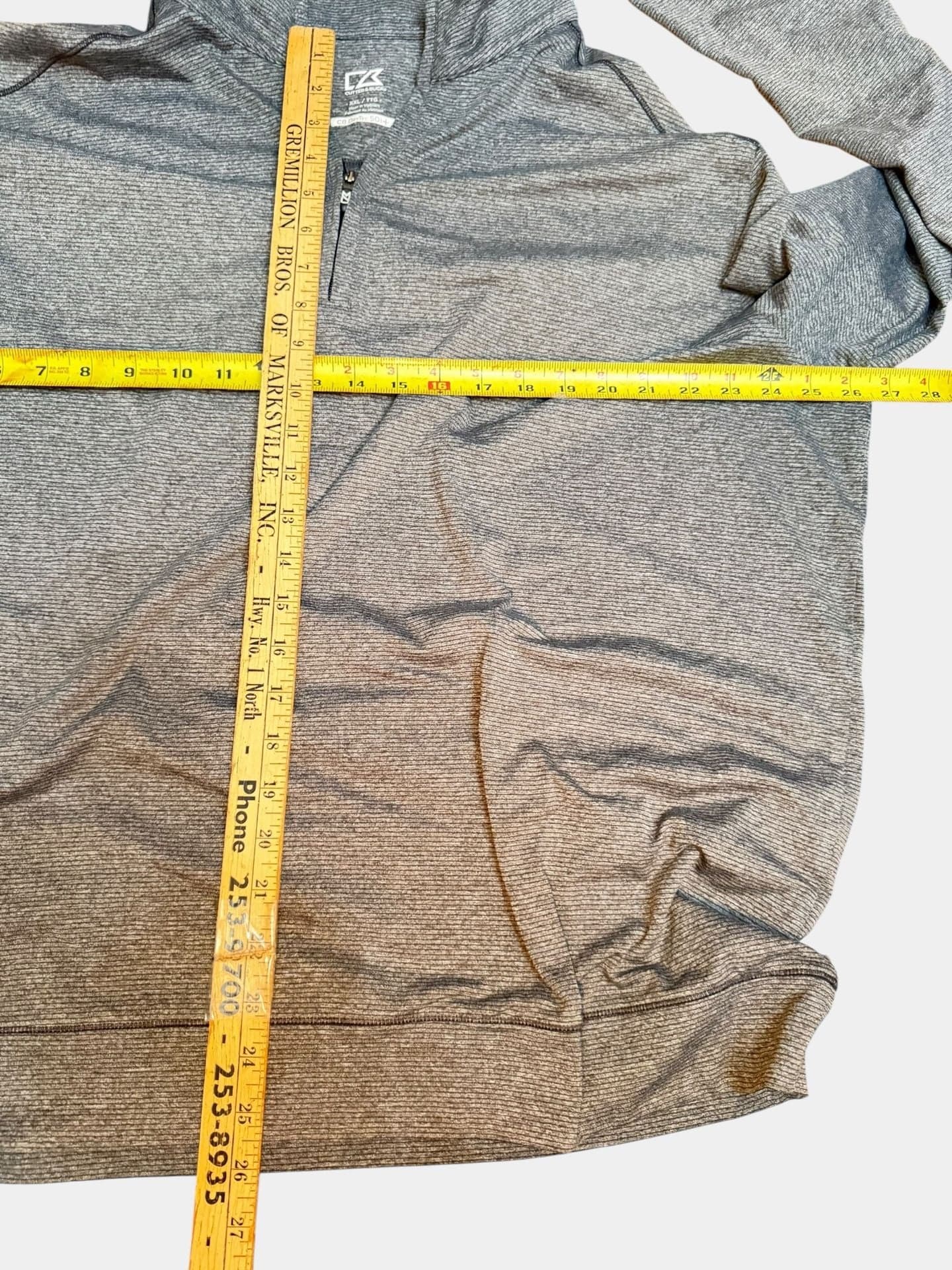 Cutter & Buck CB DryTec Grey Striped 1/4 Zip Performance Pullover XXL - Thumbnail 6