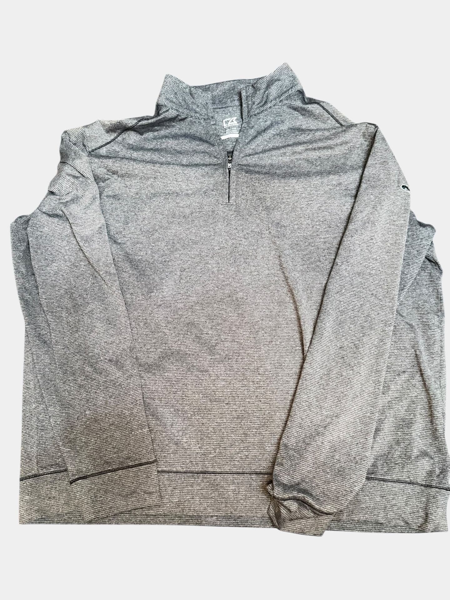 Cutter & Buck CB DryTec Grey Striped 1/4 Zip Performance Pullover XXL - Image 1