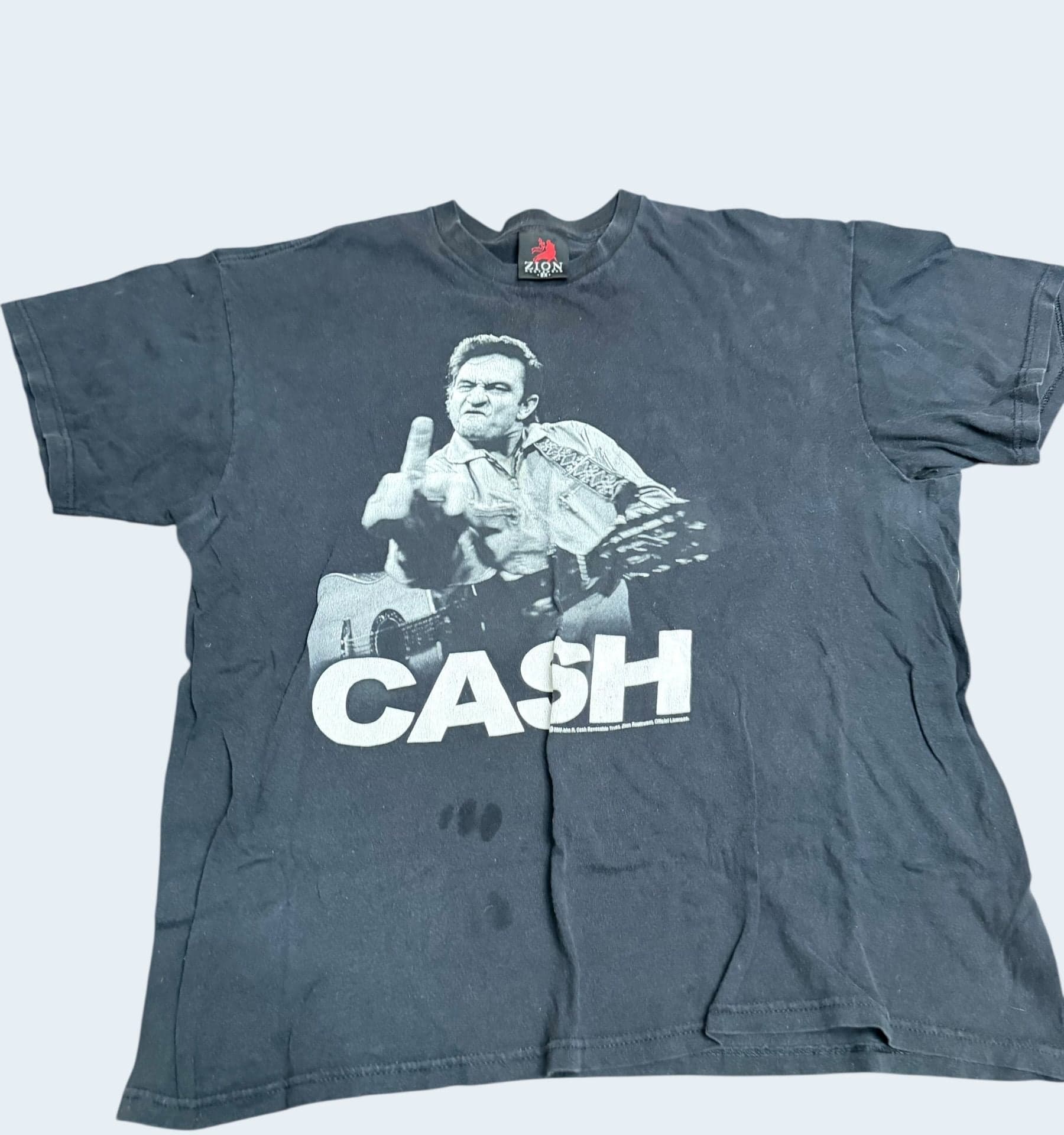 Vintage 2009 Zion Rootswear Johnny Cash Middle Finger Graphic T-Shirt 2X