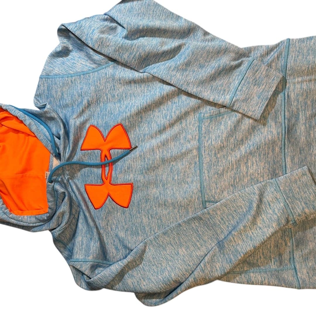 Under Armour Men’s Medium Pullover Hoodie Blue Orange Logo Style 123589 - Image 1
