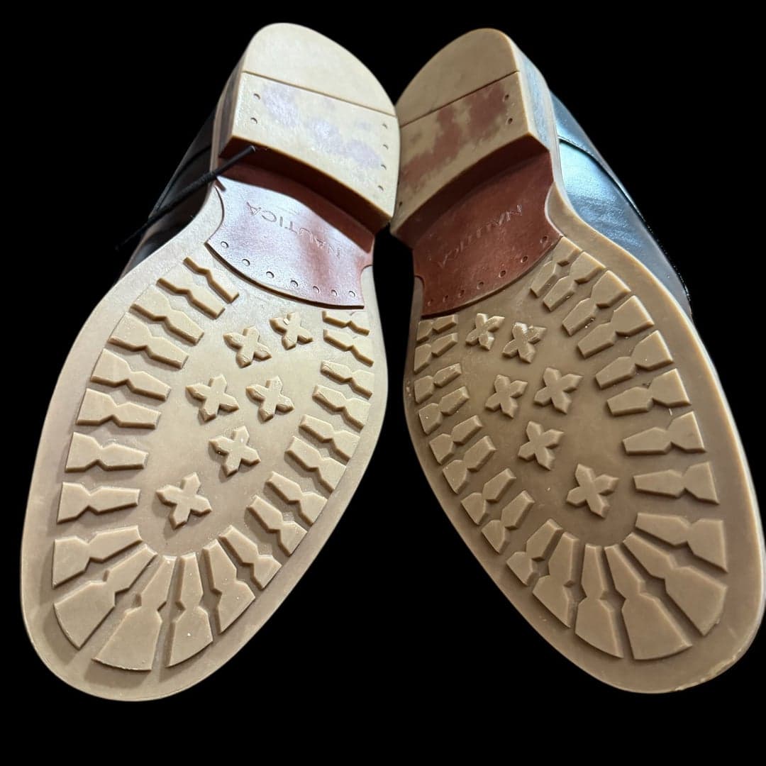 Nautica Men’s Black Leather Dress Shoes Plain Toe Lace Up Size 9 - Thumbnail 5