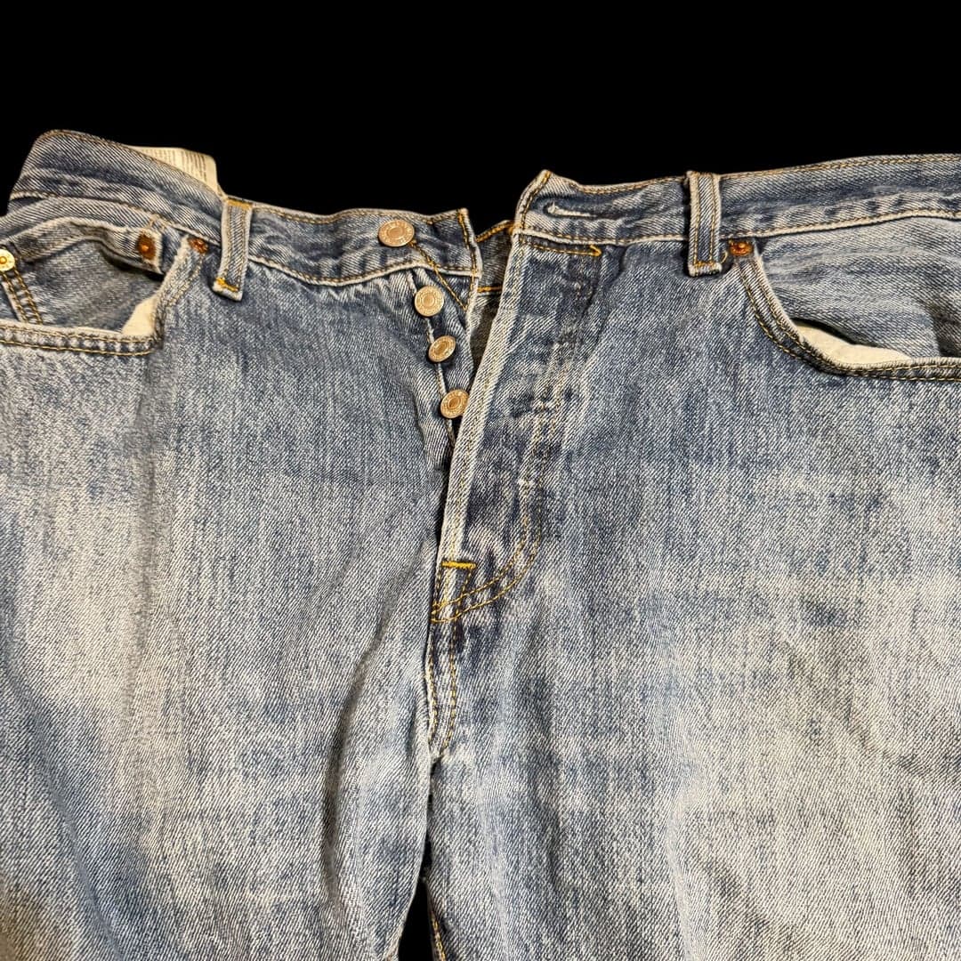 Levi’s 501 Original Fit Jeans Men’s 34x34 Button Fly Raw Hem Distressed - Thumbnail 4