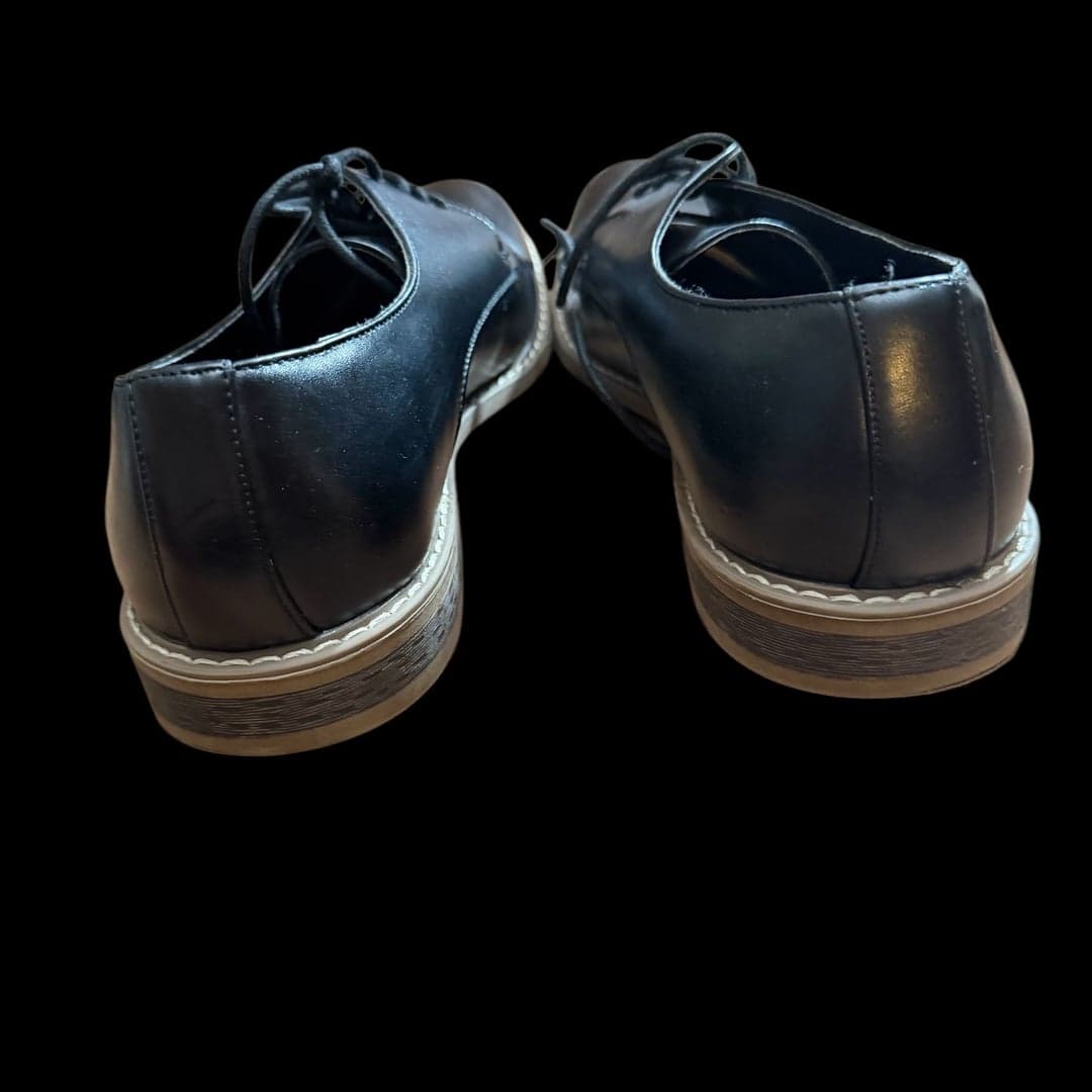 Nautica Men’s Black Leather Dress Shoes Plain Toe Lace Up Size 9 - Thumbnail 3