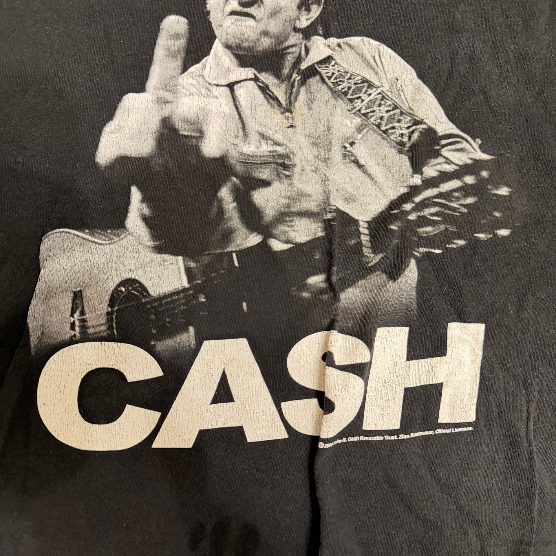 Vintage 2009 Zion Rootswear Johnny Cash Middle Finger Graphic T-Shirt 2X - Thumbnail 4