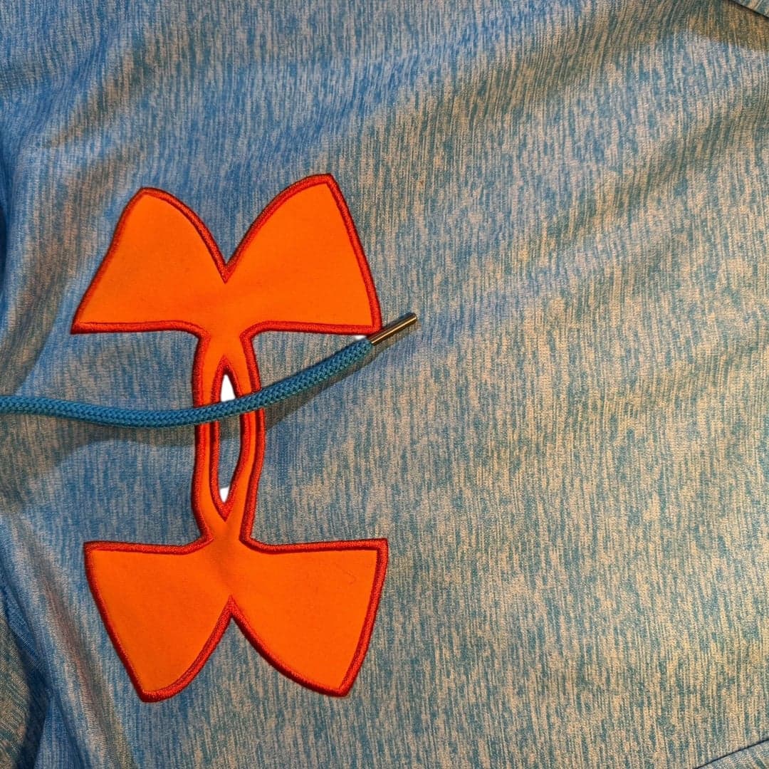 Under Armour Men’s Medium Pullover Hoodie Blue Orange Logo Style 123589 - Thumbnail 3