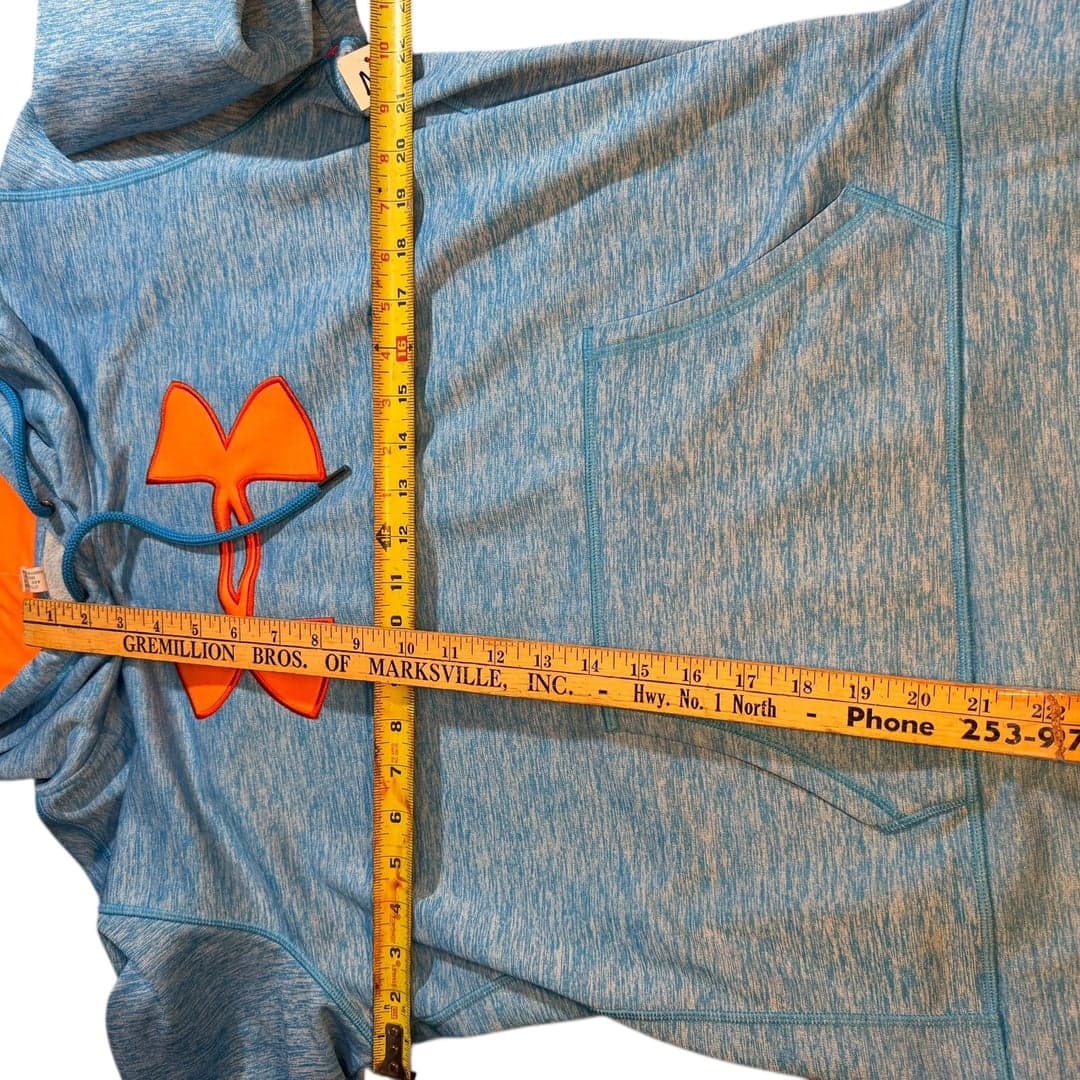 Under Armour Men’s Medium Pullover Hoodie Blue Orange Logo Style 123589 - Thumbnail 6