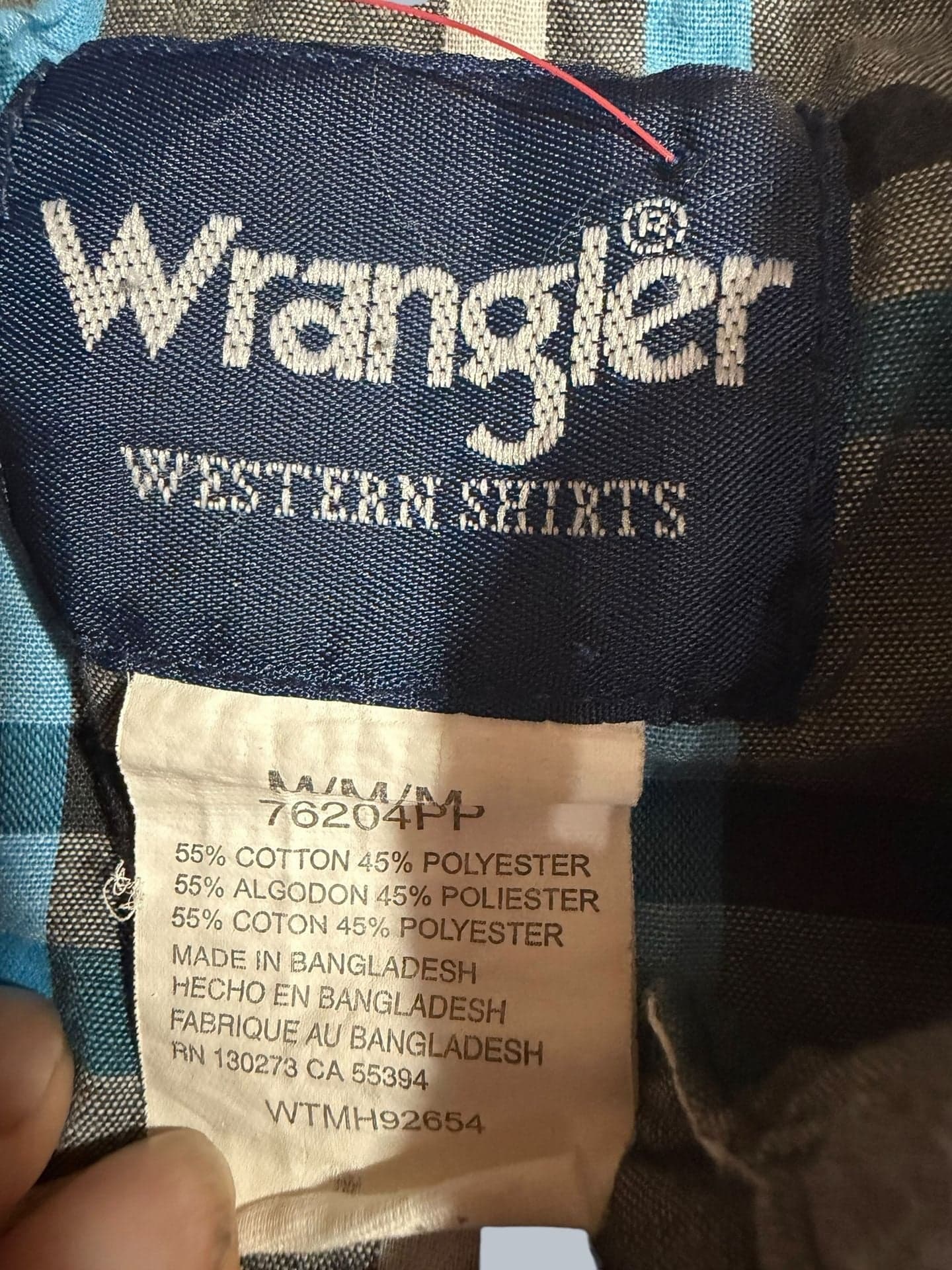 Wrangler Western Fashion Pearl Snap Plaid Short Sleeve Shirt Men's Medium - Thumbnail 3