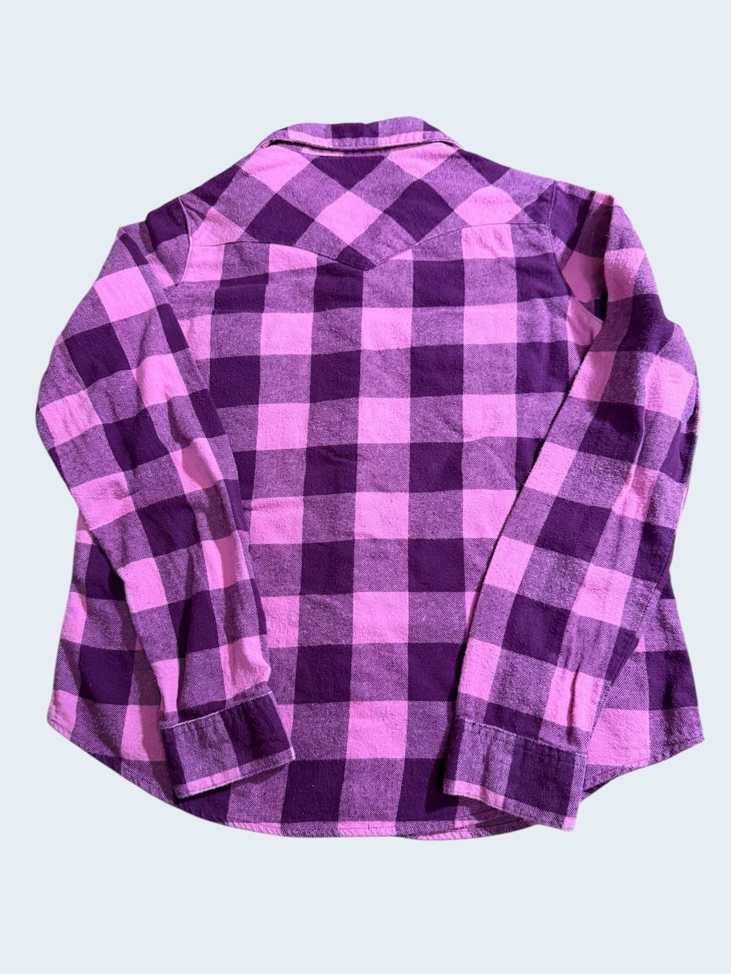Wrangler Women's Pink and Purple Buffalo Plaid Pearl Snap Western Flannel Shirt - Thumbnail 2