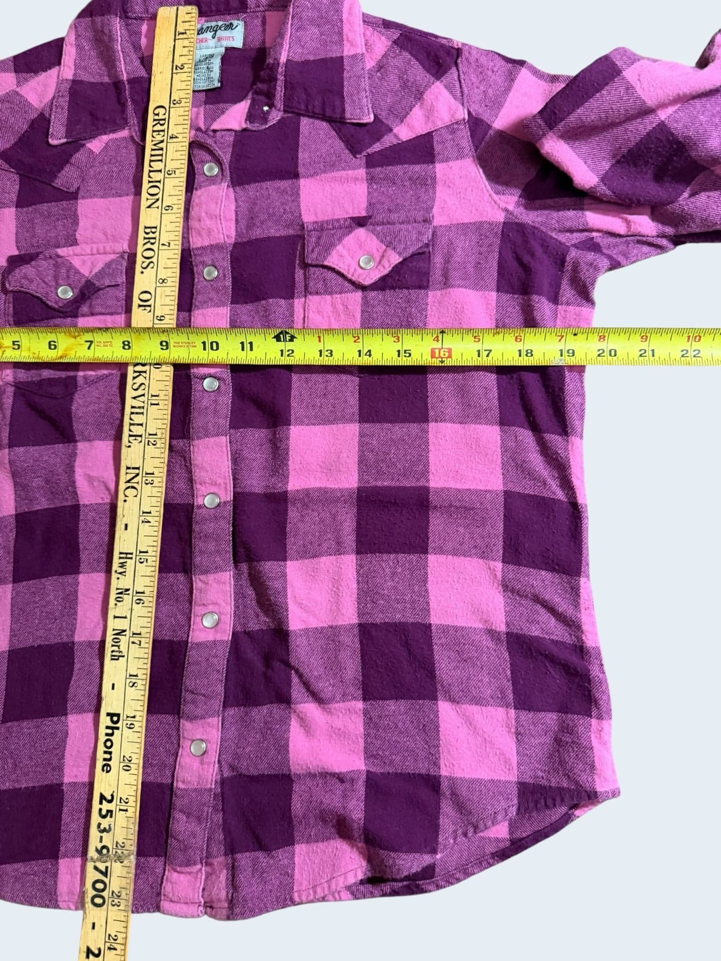 Wrangler Women's Pink and Purple Buffalo Plaid Pearl Snap Western Flannel Shirt - Thumbnail 4