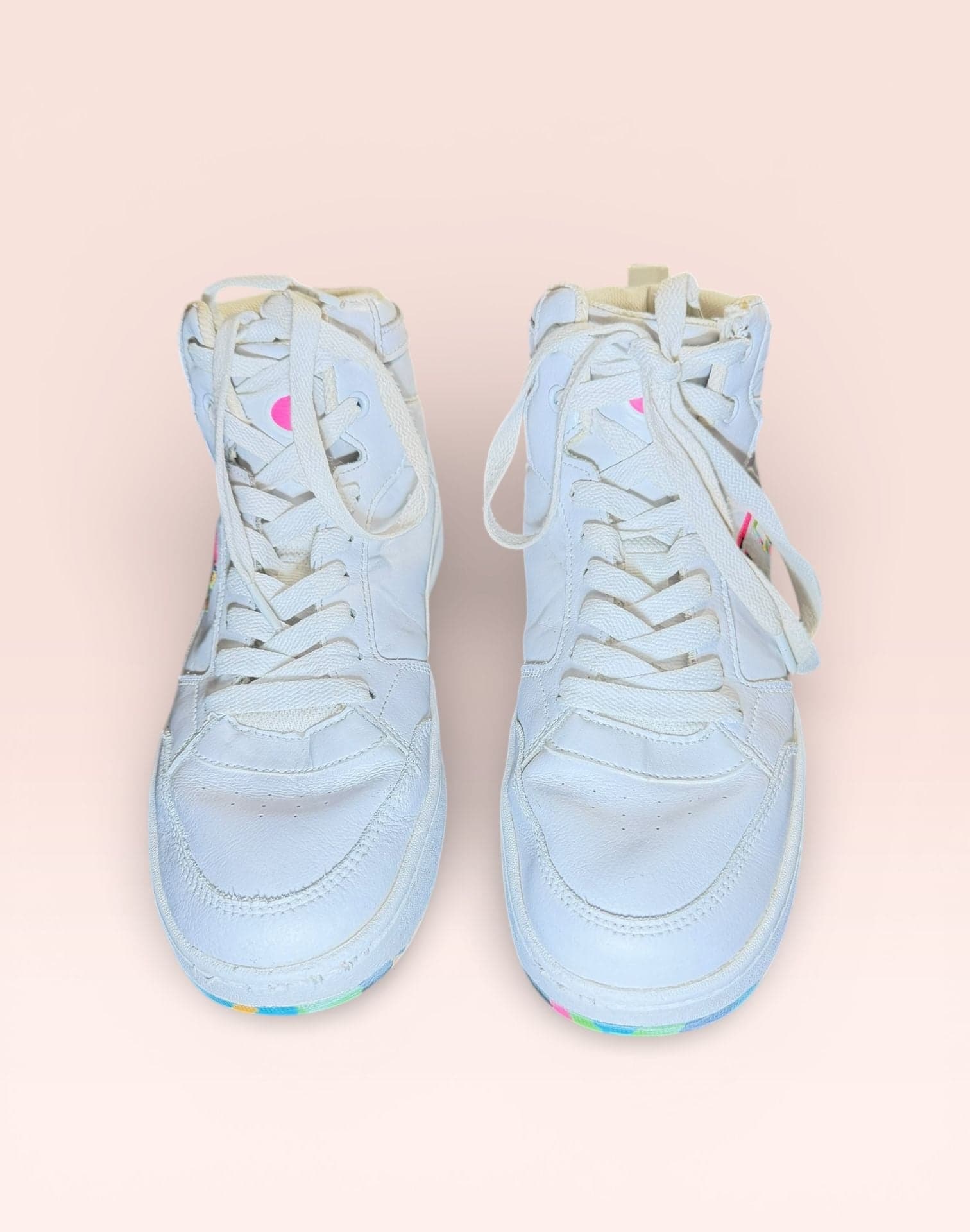 Champion Women's Drome 19 Hi White High-Top Sneakers with Rainbow Accents - Thumbnail 2